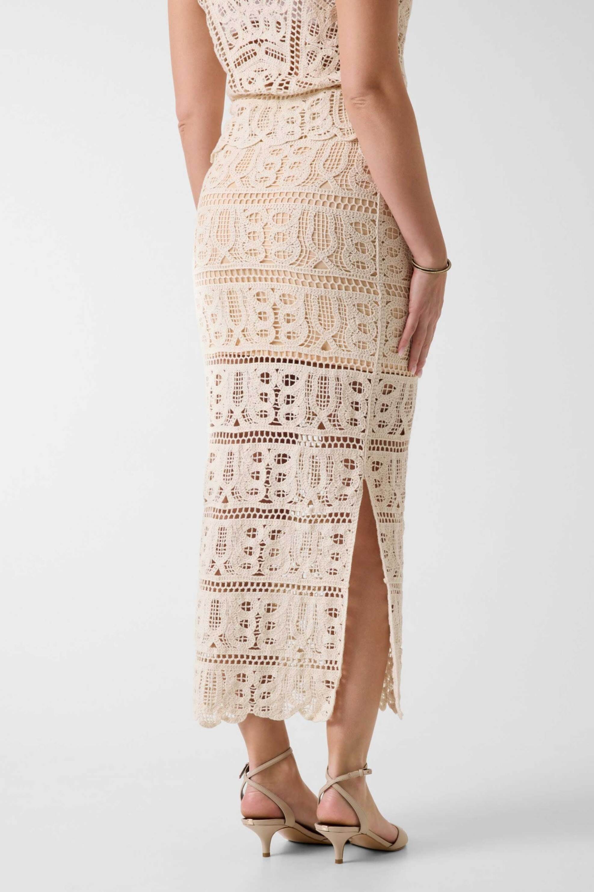 Guess γυναικεία midi φούστα με ανάγλυφο σχέδιο Regular Fit - W6GD19Z0596 Μπεζ φωτογραφία