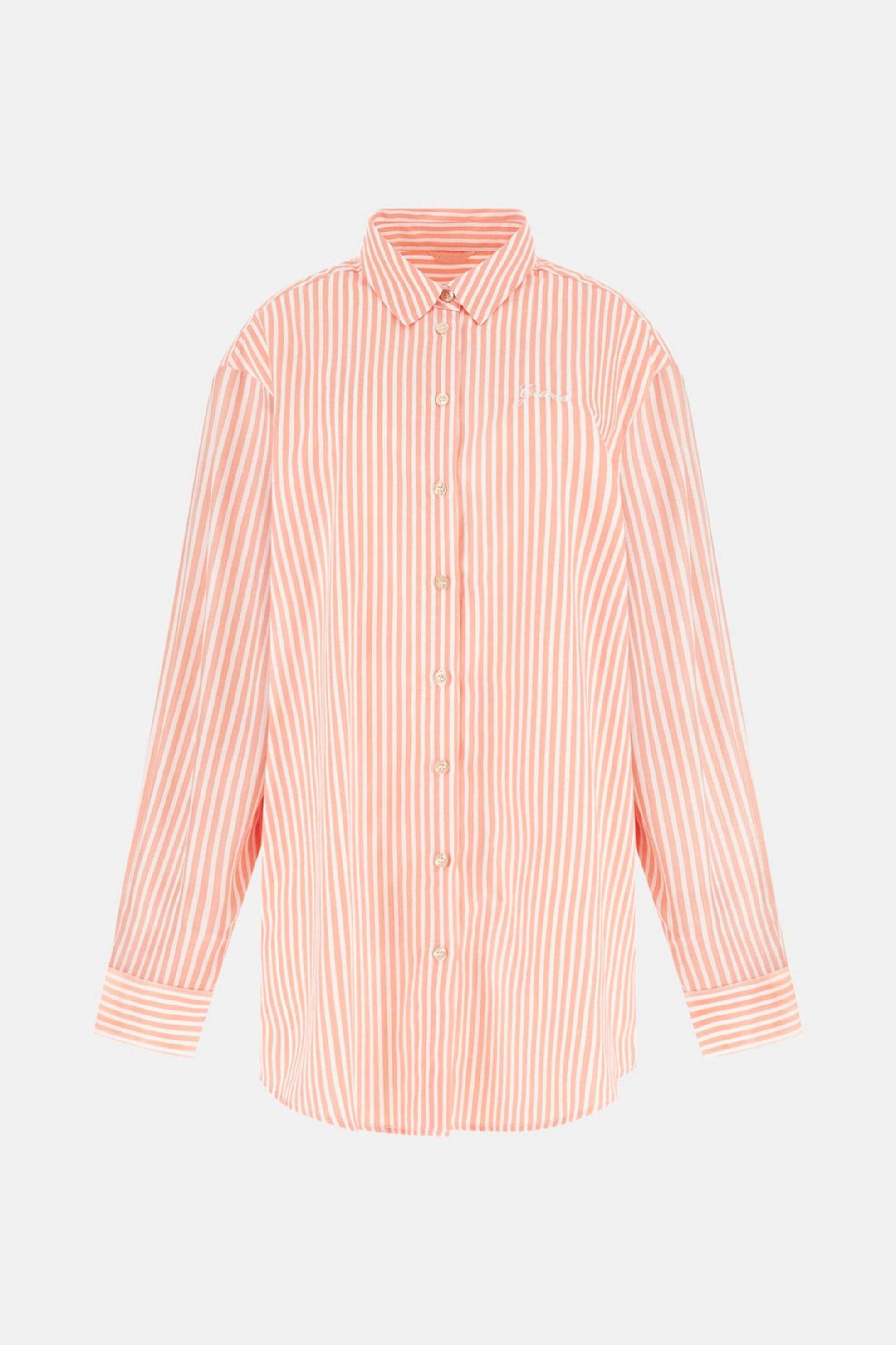 Guess Γυναικείο Πουκάμισο με Ριγέ Σχέδιο Regular Fit - W6Gh39W1849 Ροζ
