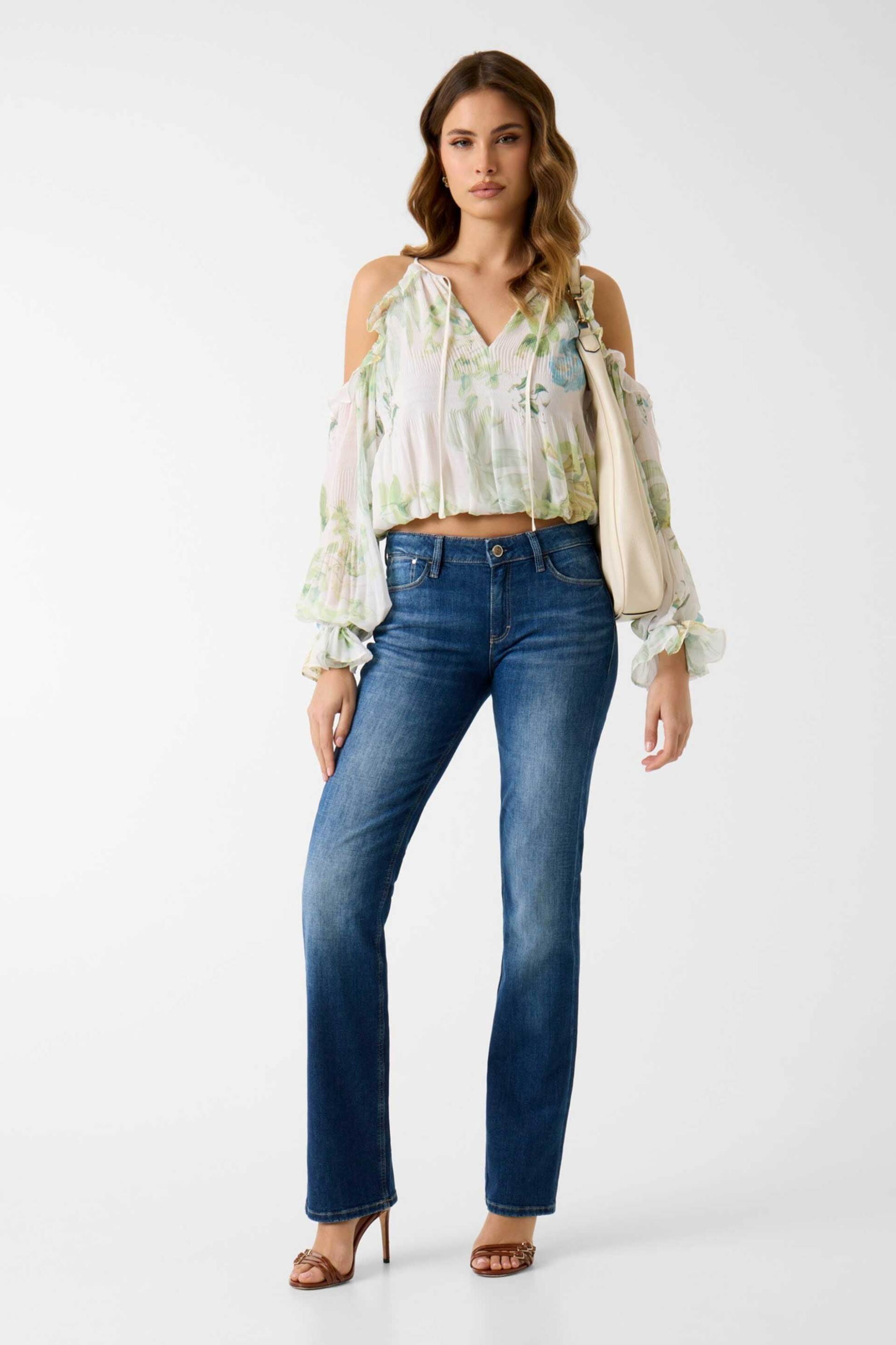 GUESS Guess γυναικεία μπλούζα floral print off shoulder - W6GH94W2397 Πράσινο Ανοιχτό - 2