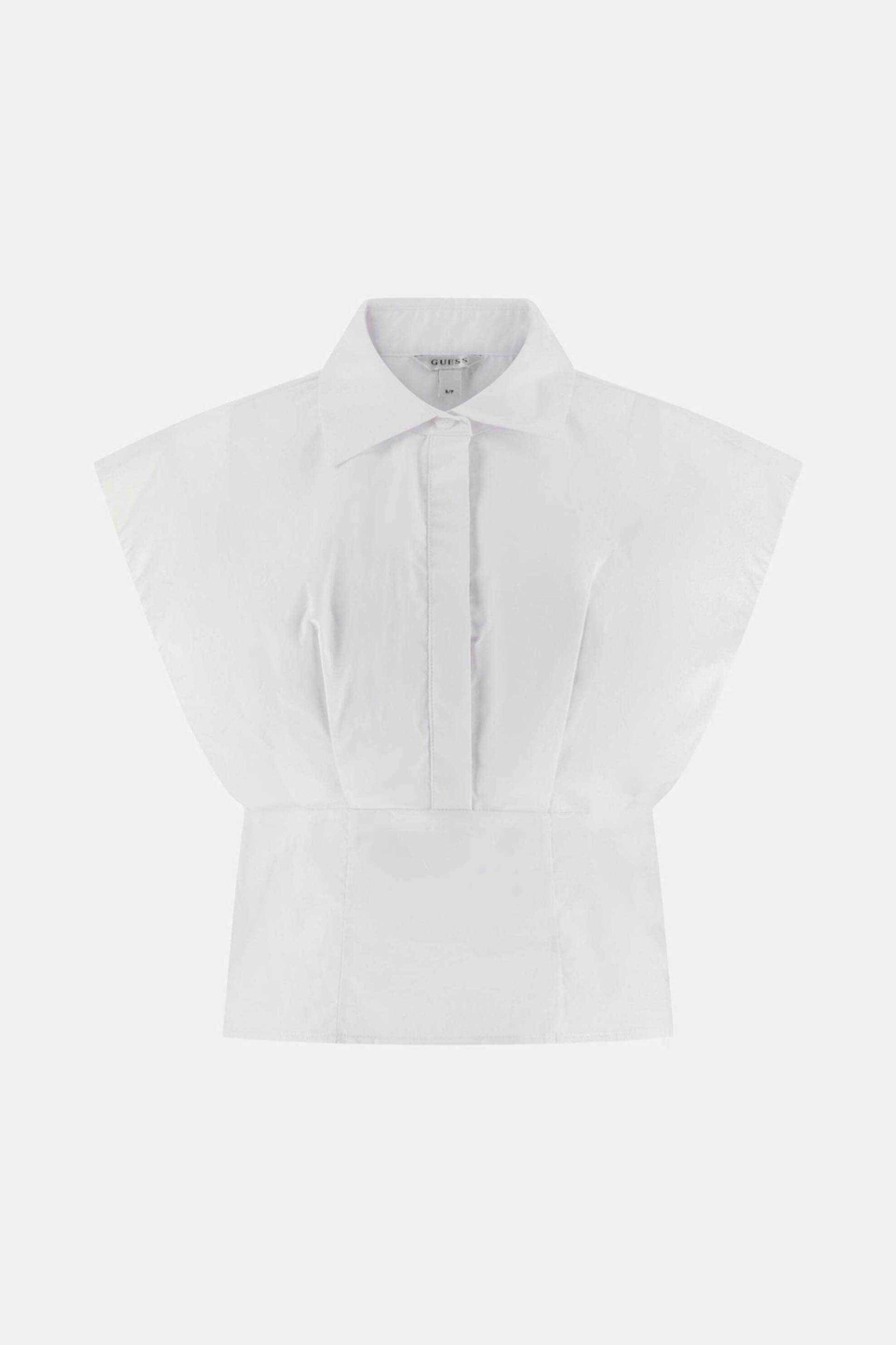Guess Γυναικείο Αμάνικο Πουκάμισο Μονόχρωμο Slim Fit - W6Gh95W2399 Λευκό