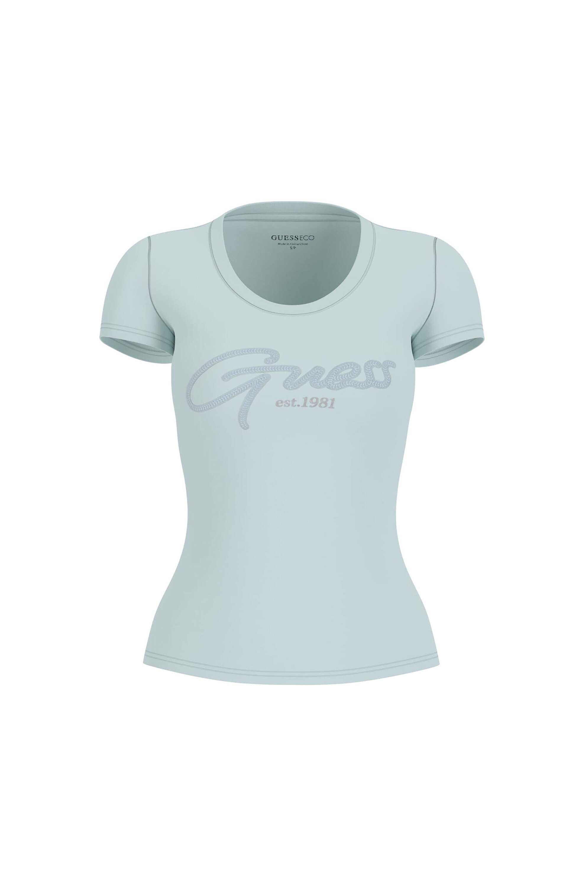 Guess γυναικείο T-shirt με ανάγλυφο λογότυπο Slim Fit - W6GI14K3033 Πράσινο Μέντας