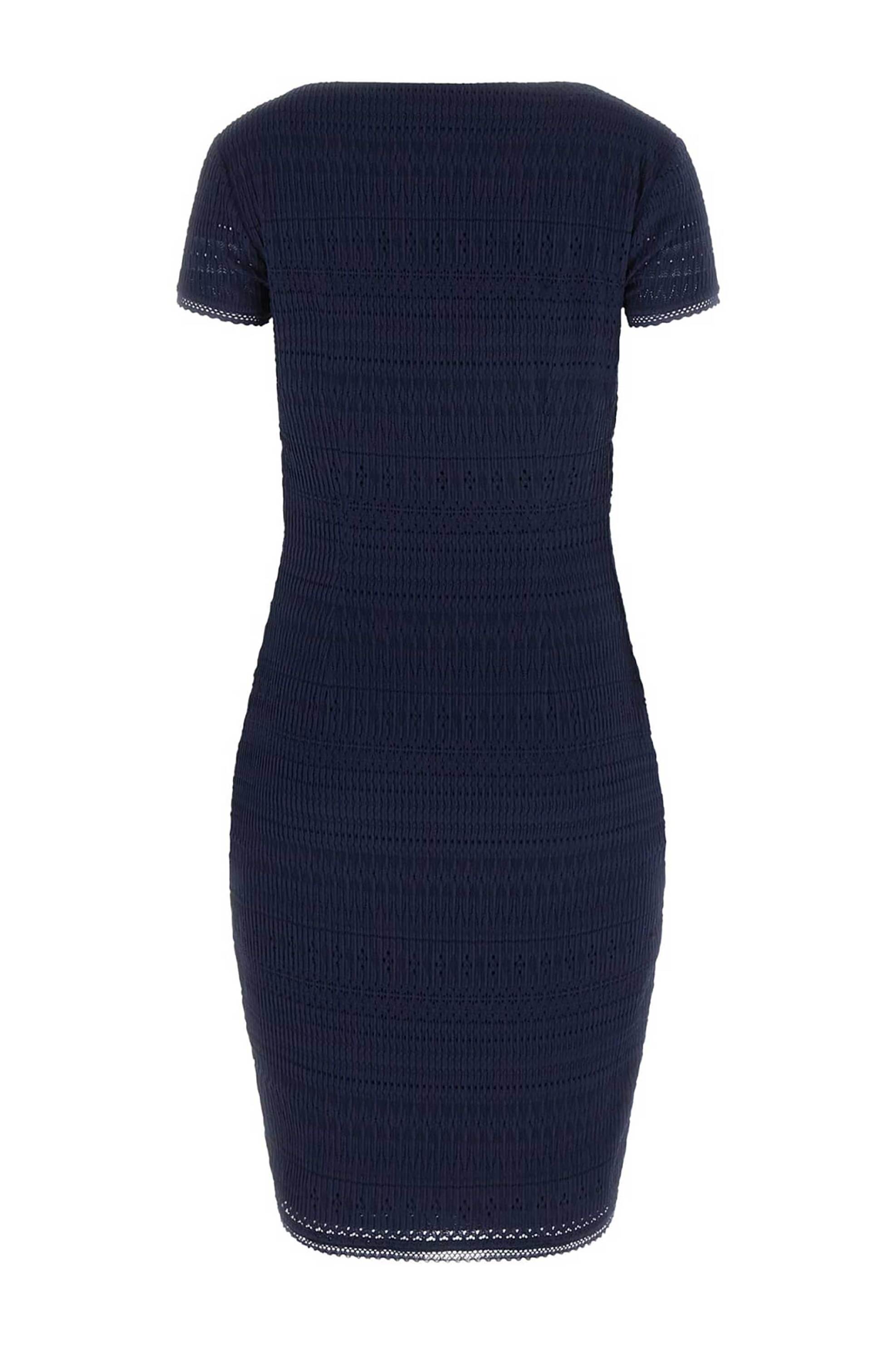 Guess Γυναικείο Mini Φόρεμα με Πλεκτό Σχέδιο Regular Fit - W6Gk15K2950 Μπλε Σκούρο