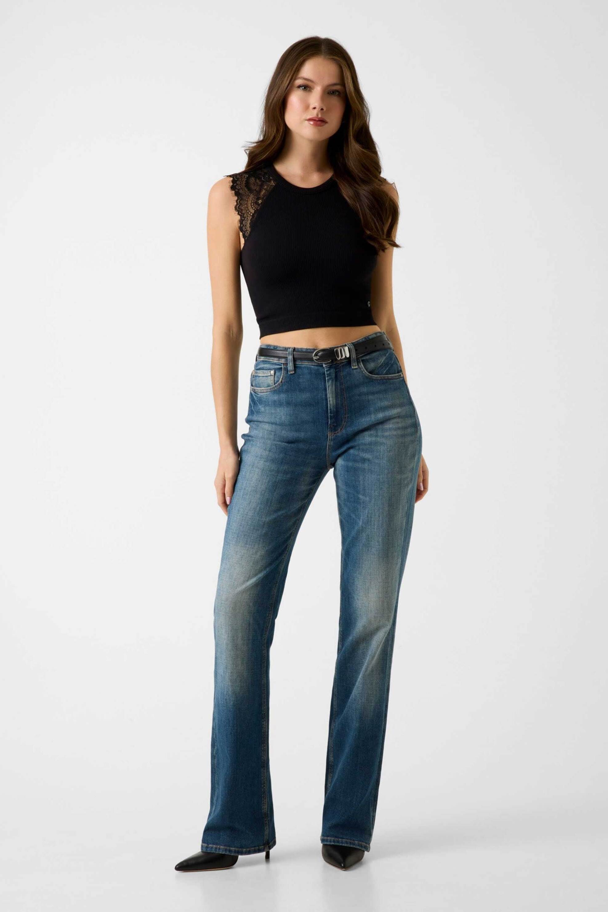 Guess γυναικεία αμάνικη μπλούζα Slim Fit - W6GZ01Z0606 Μαύρο