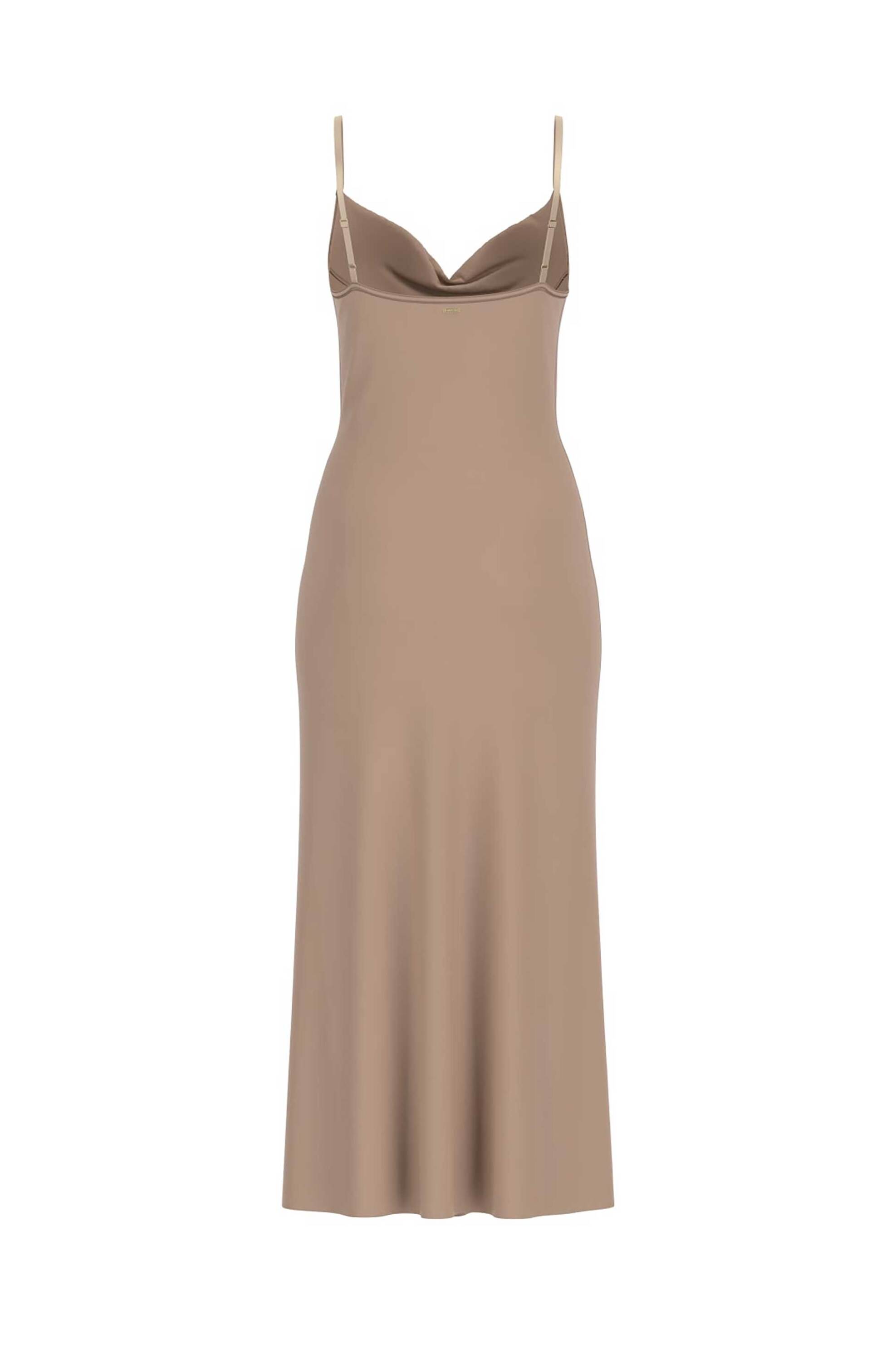 Guess Γυναικείο Midi Αμάνικο Φόρεμα με Λεπτή Τιράντα Slim Fit Akilina - W6Gk94W2266 Μπεζ