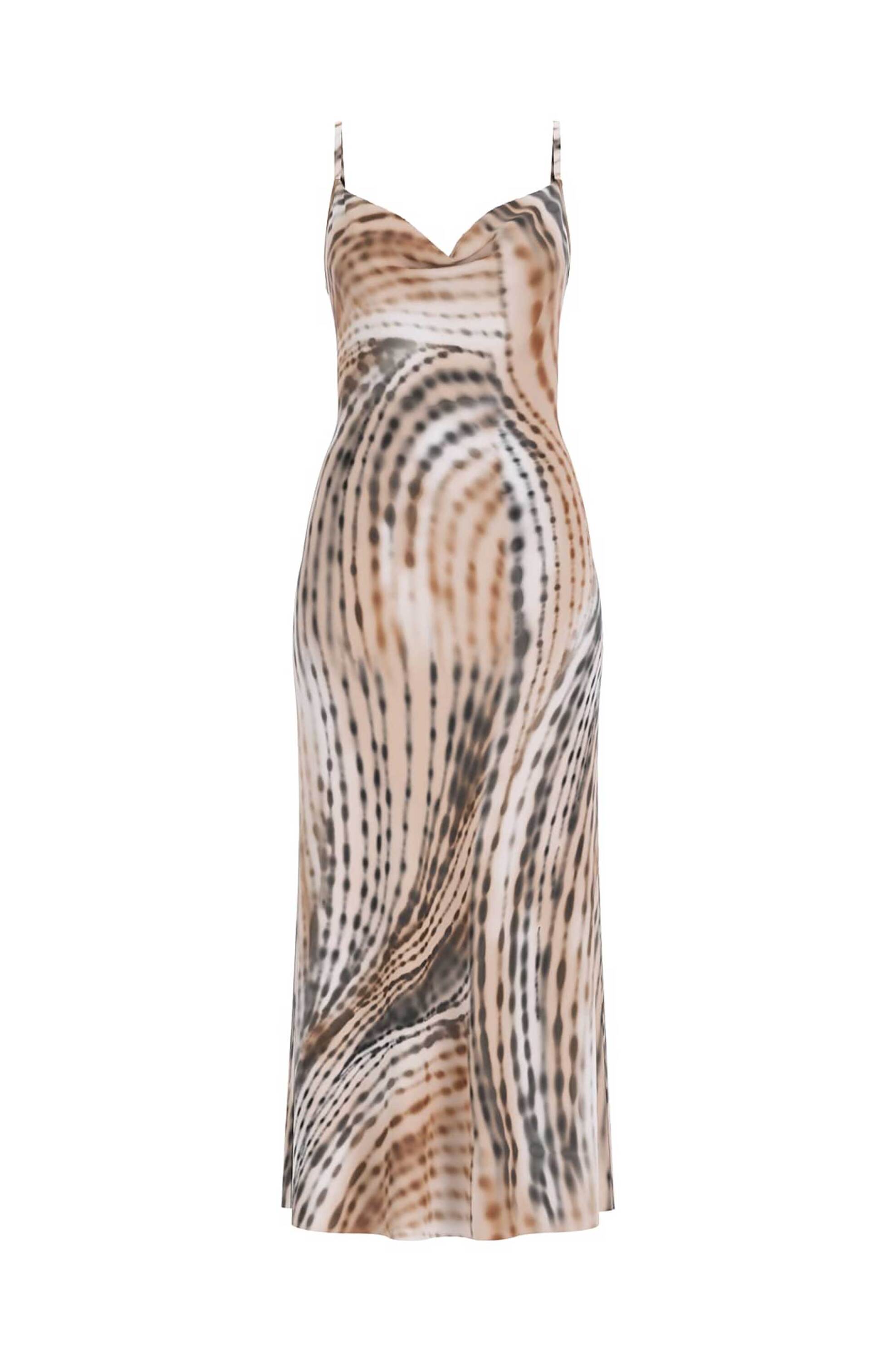 Guess Γυναικείο Midi Αμάνικο Φόρεμα με Λεπτή Τιράντα Slim Fit Akilina - W6Gk94W2266 Καφέ Ανοιχτό
