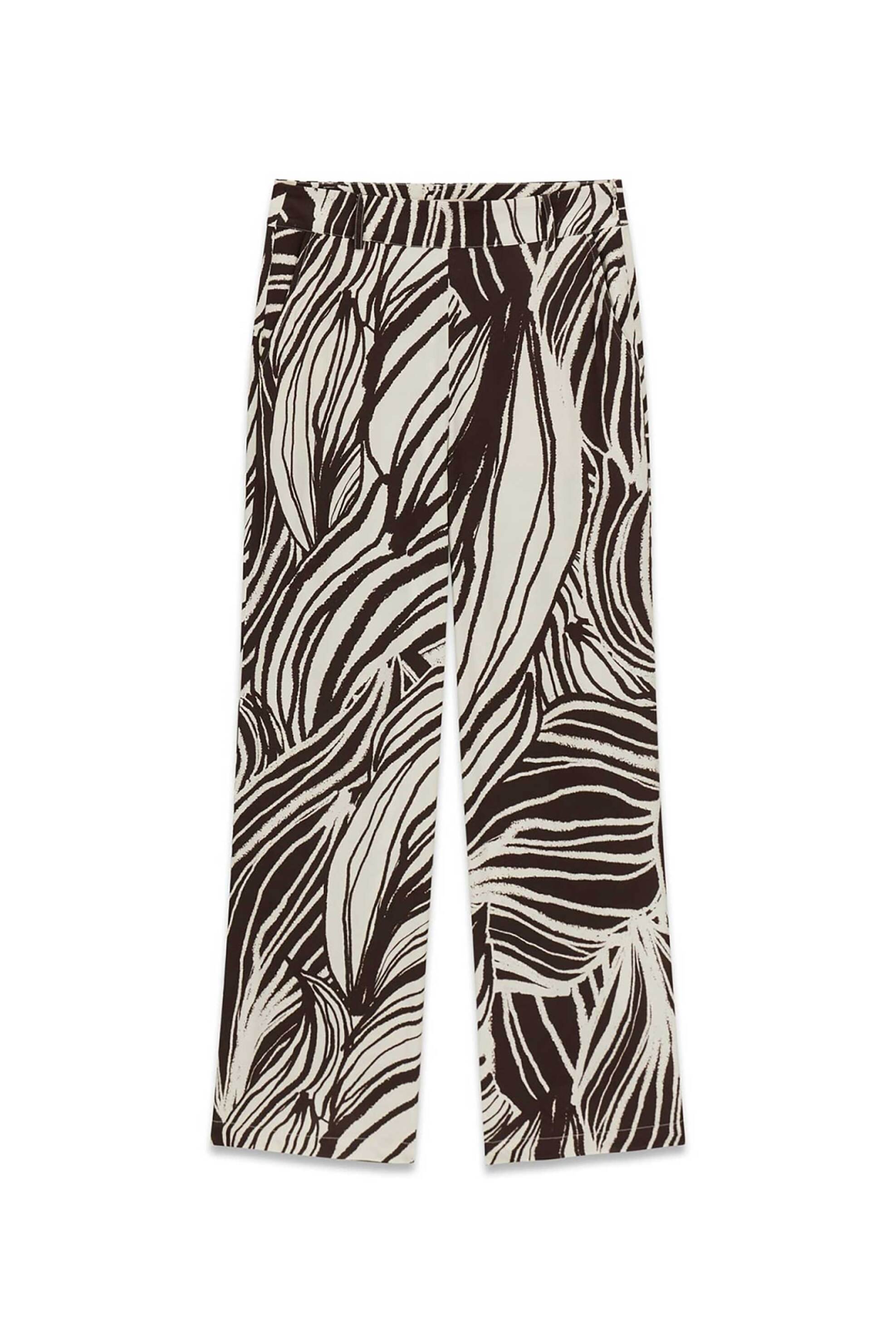 Guess γυναικείο παντελόνι με ελαστική μέση και print Wide Leg "Bastienne" - W6GB19W1972 Καφέ