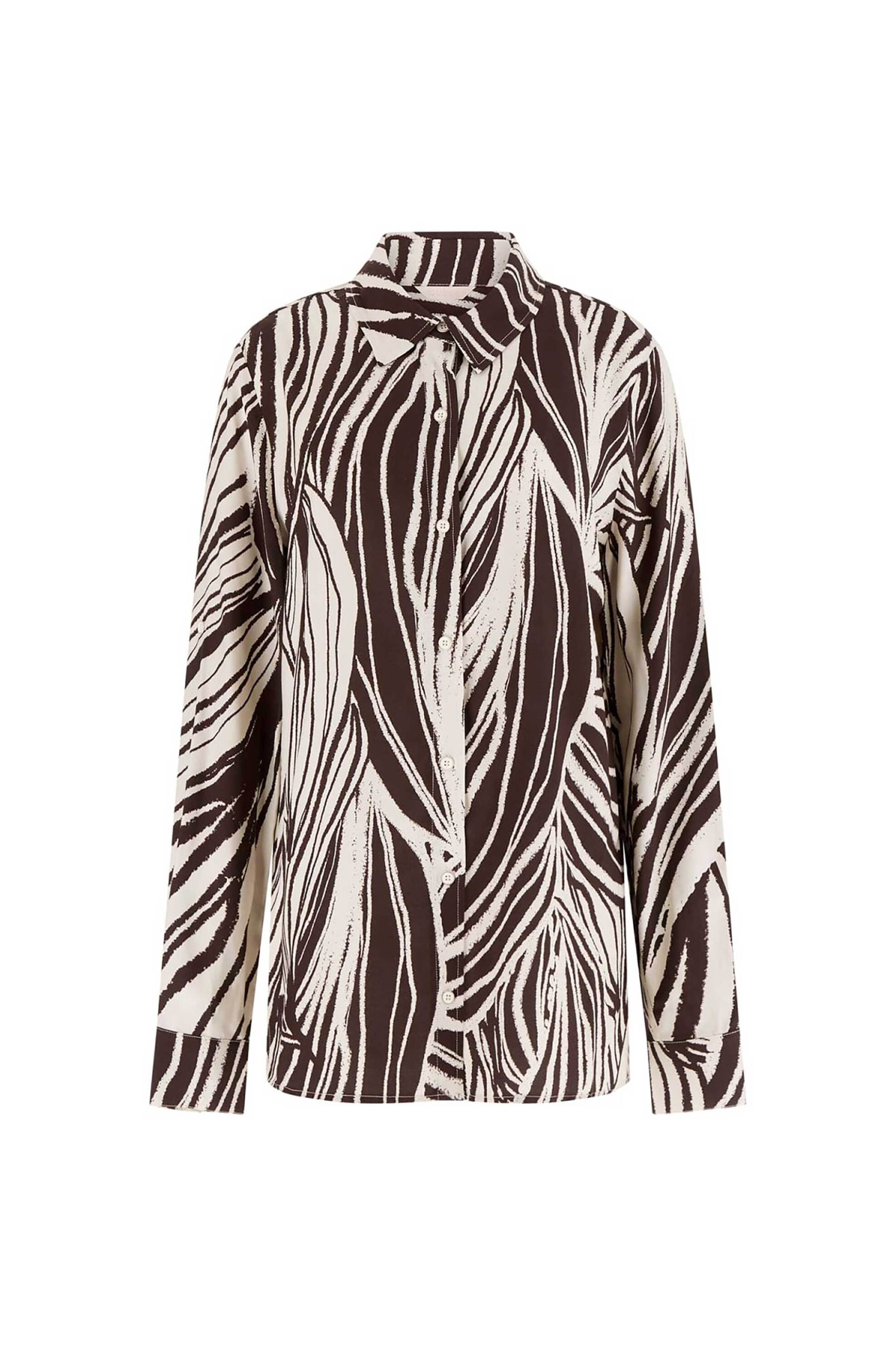 Guess γυναικείο πουκάμισο με print Regular Fit "Bastienne" - W6GH52W1975 Καφέ