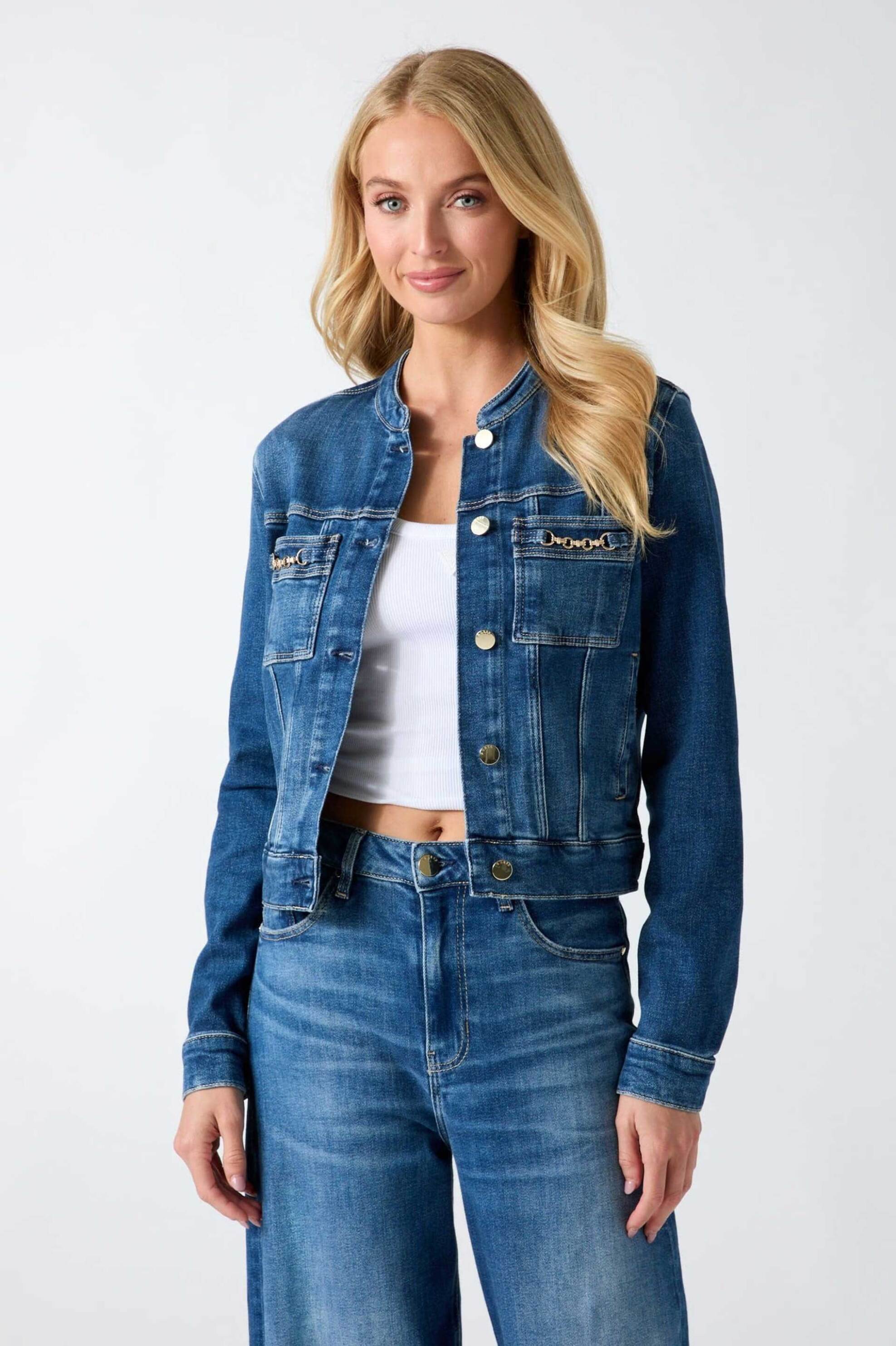GUESS Guess γυναικείο denim jacket μάο Regular Fit "Ivy" - W6YN03D1341 Denim Blue