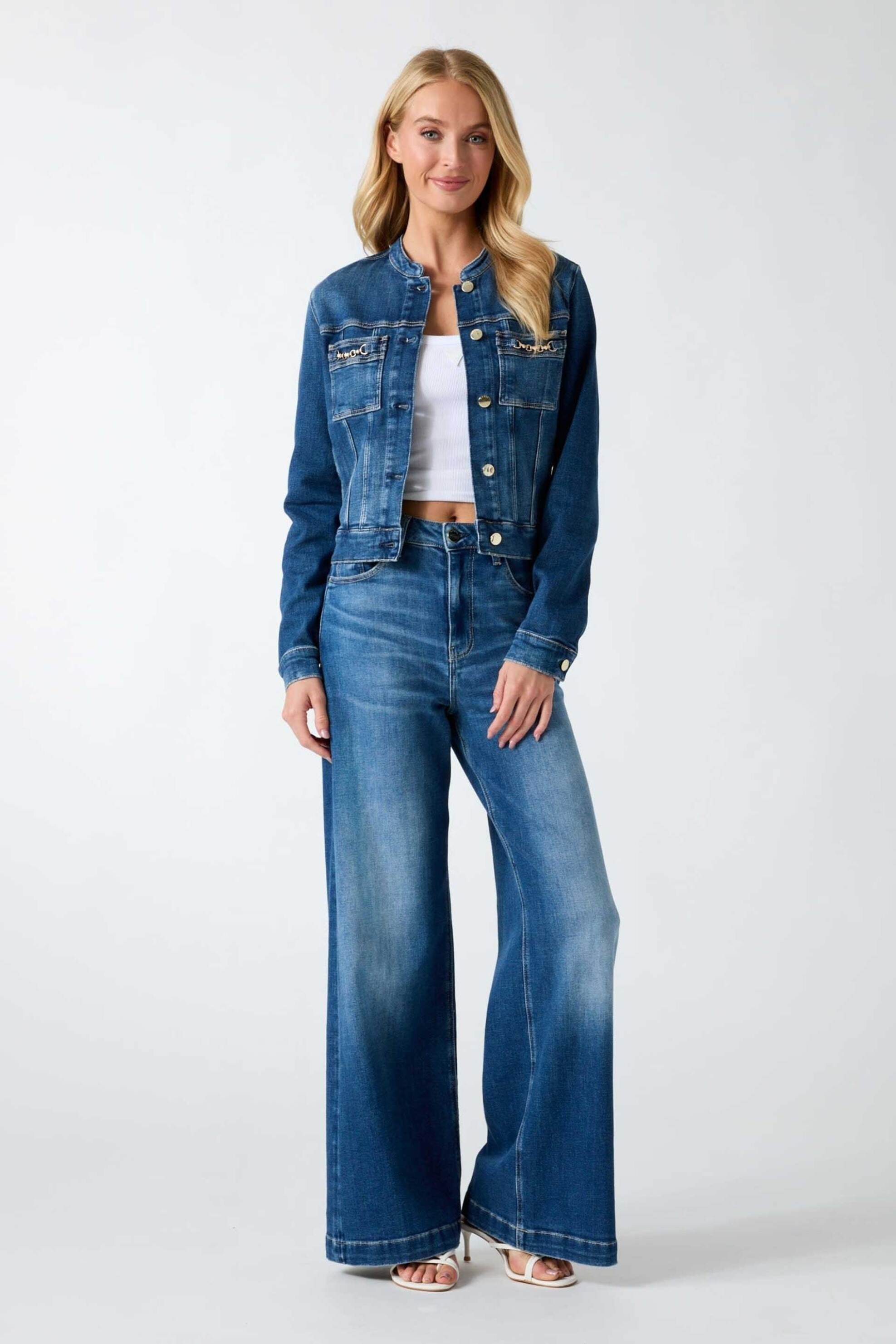 GUESS Guess γυναικείο denim jacket μάο Regular Fit "Ivy" - W6YN03D1341 Denim Blue - 3