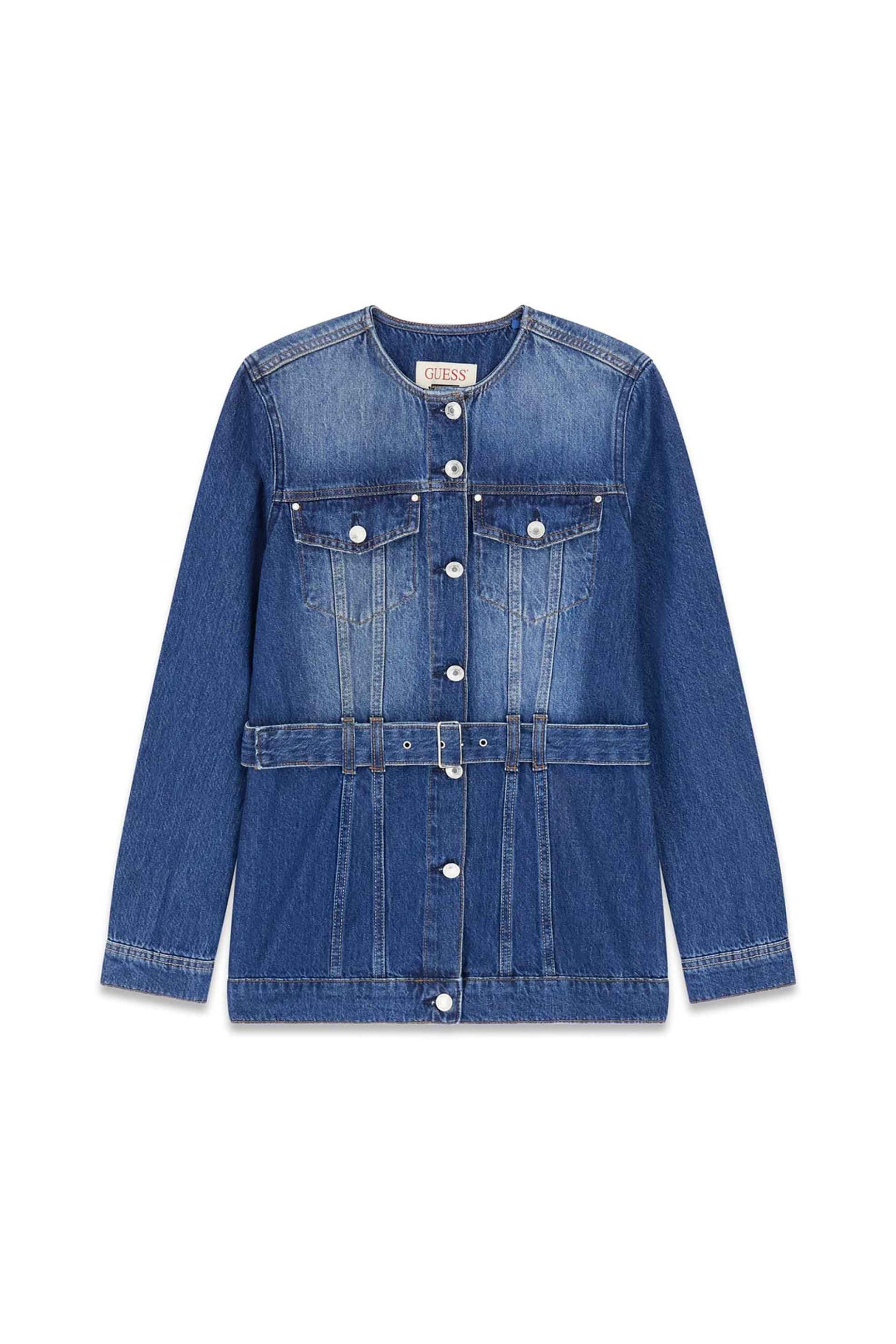 GUESS Guess γυναικείο denim jacket με ζώνη Regular Fit "Yuna" - W6YN04D1342 Denim Blue