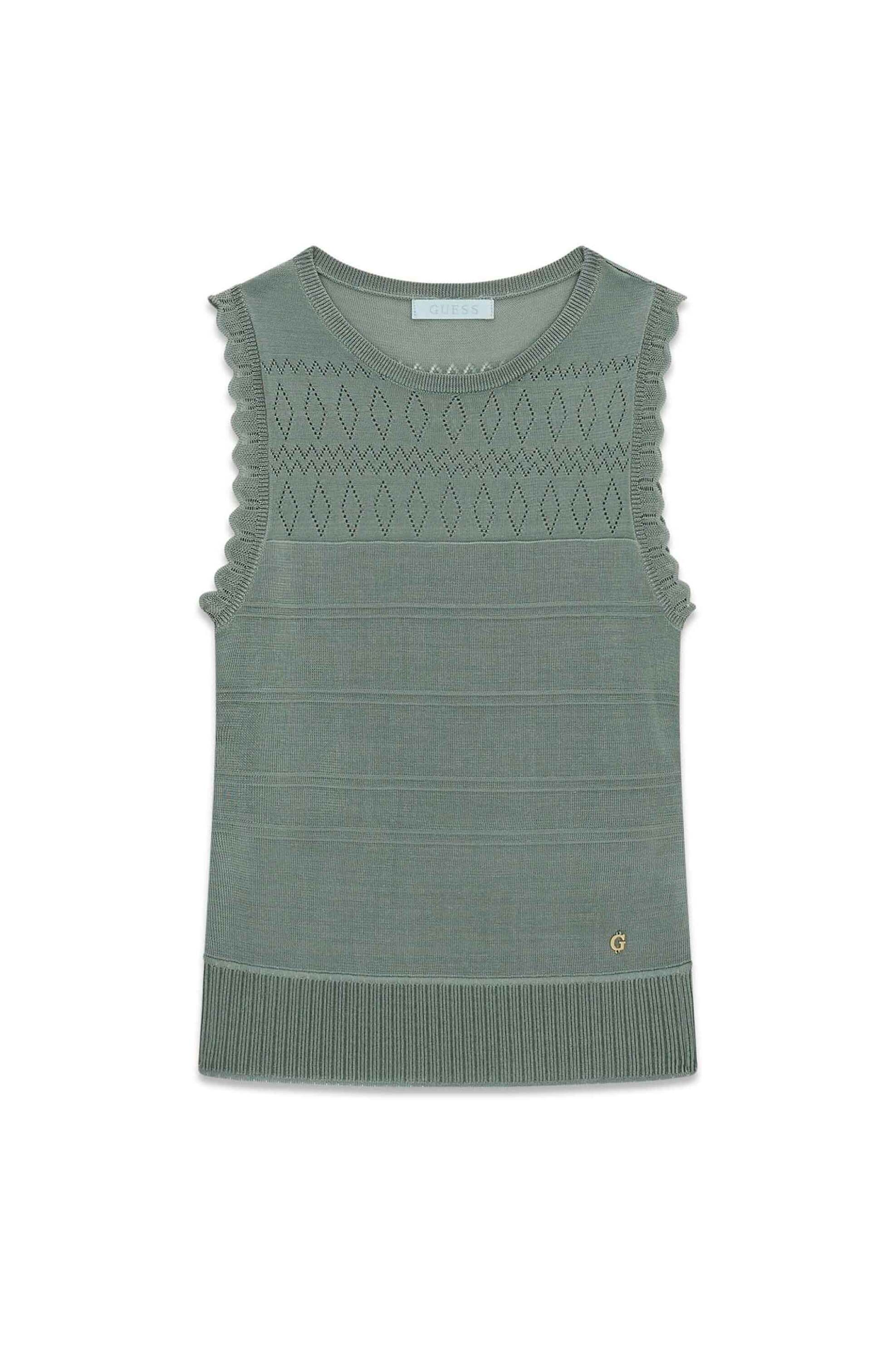 Guess γυναικεία πλεκτή αμάνικη μπλούζα Regular Fit 