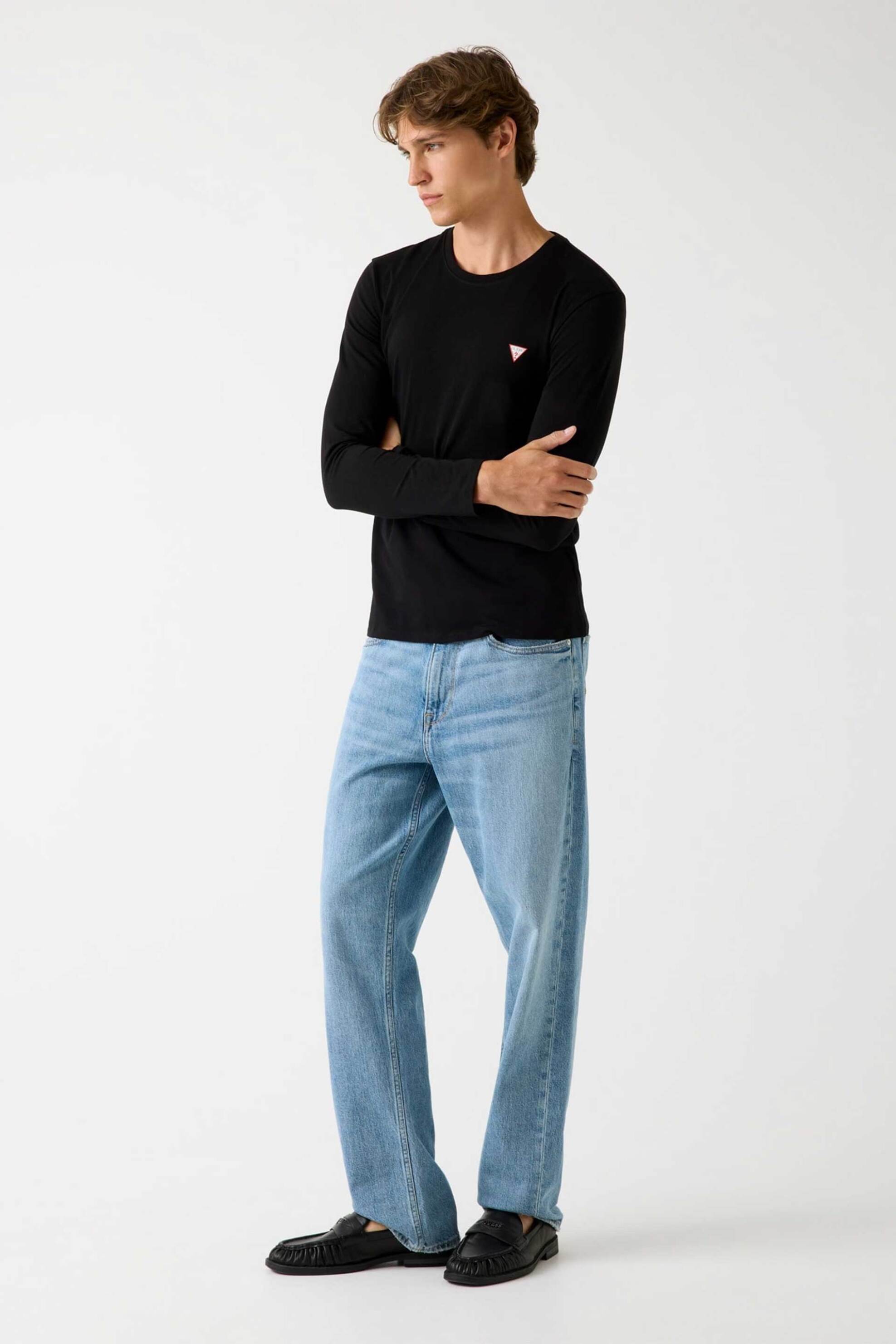 Guess ανδρική μακρυμάνικη μπλούζα με λογότυπο Slim Fit - M2YI28J1314 Μαύρο φωτογραφία