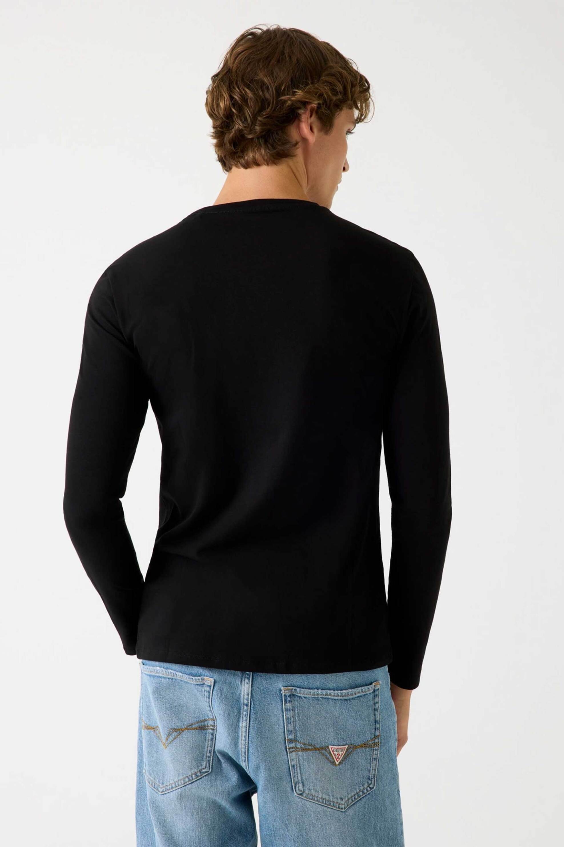 Guess ανδρική μακρυμάνικη μπλούζα με λογότυπο Slim Fit - M2YI28J1314 Μαύρο φωτογραφία
