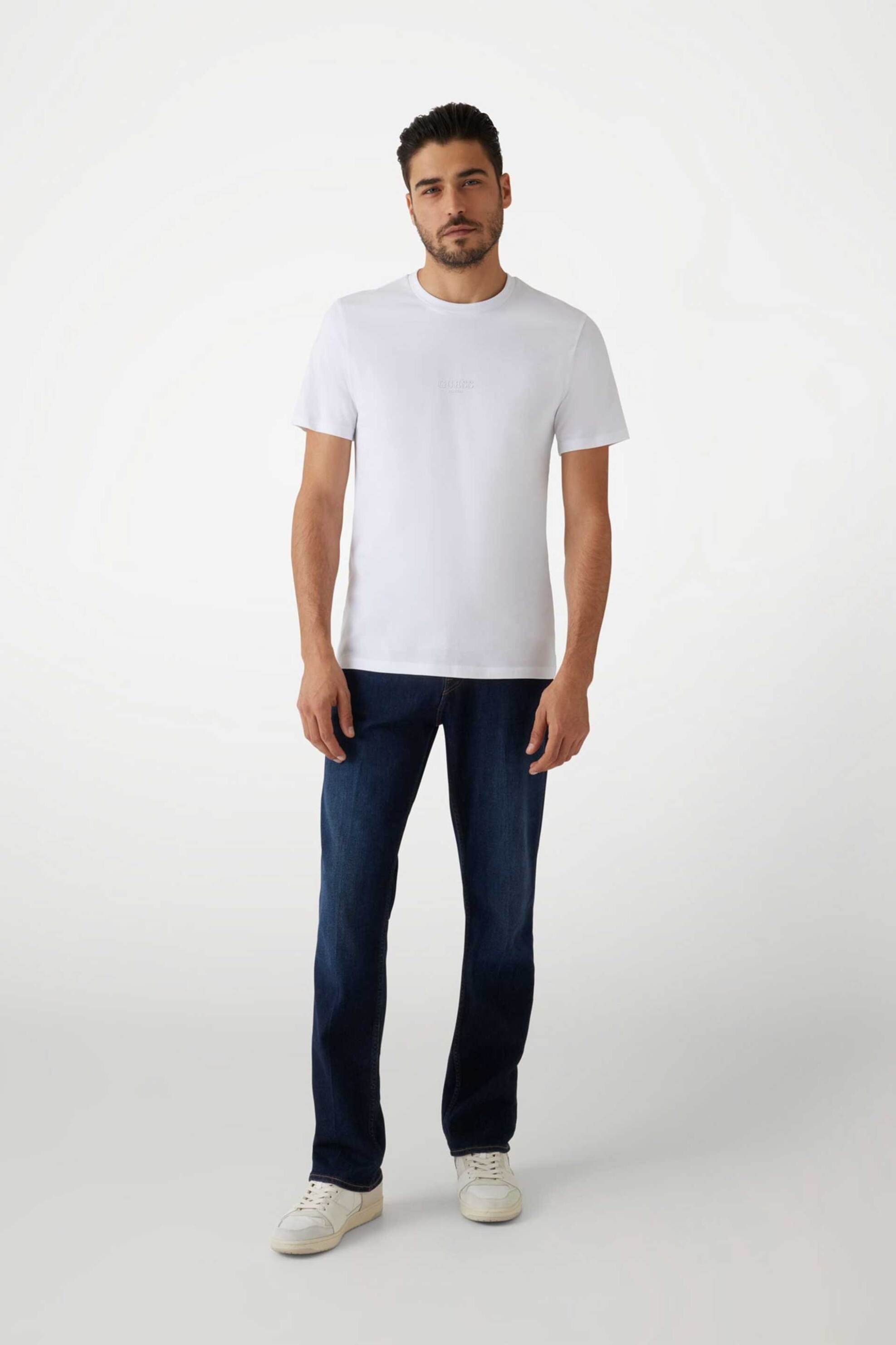 Guess ανδρικό T-shirt με κεντημένο λογότυπο Slim Fit - M2YI72I3Z14 Λευκό φωτογραφία