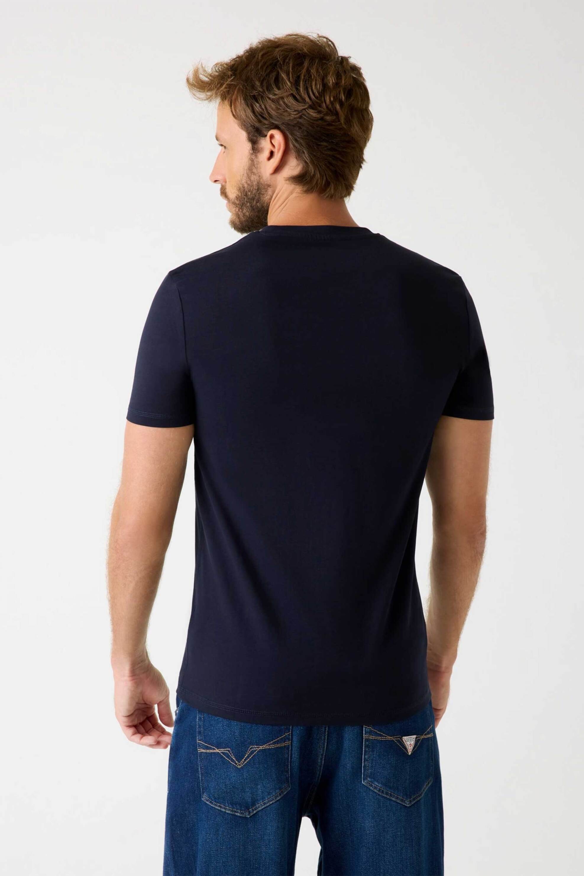 Guess ανδρικό T-shirt με κεντημένο λογότυπο Slim Fit - M2YI72I3Z14 Σκούρο Μπλε φωτογραφία