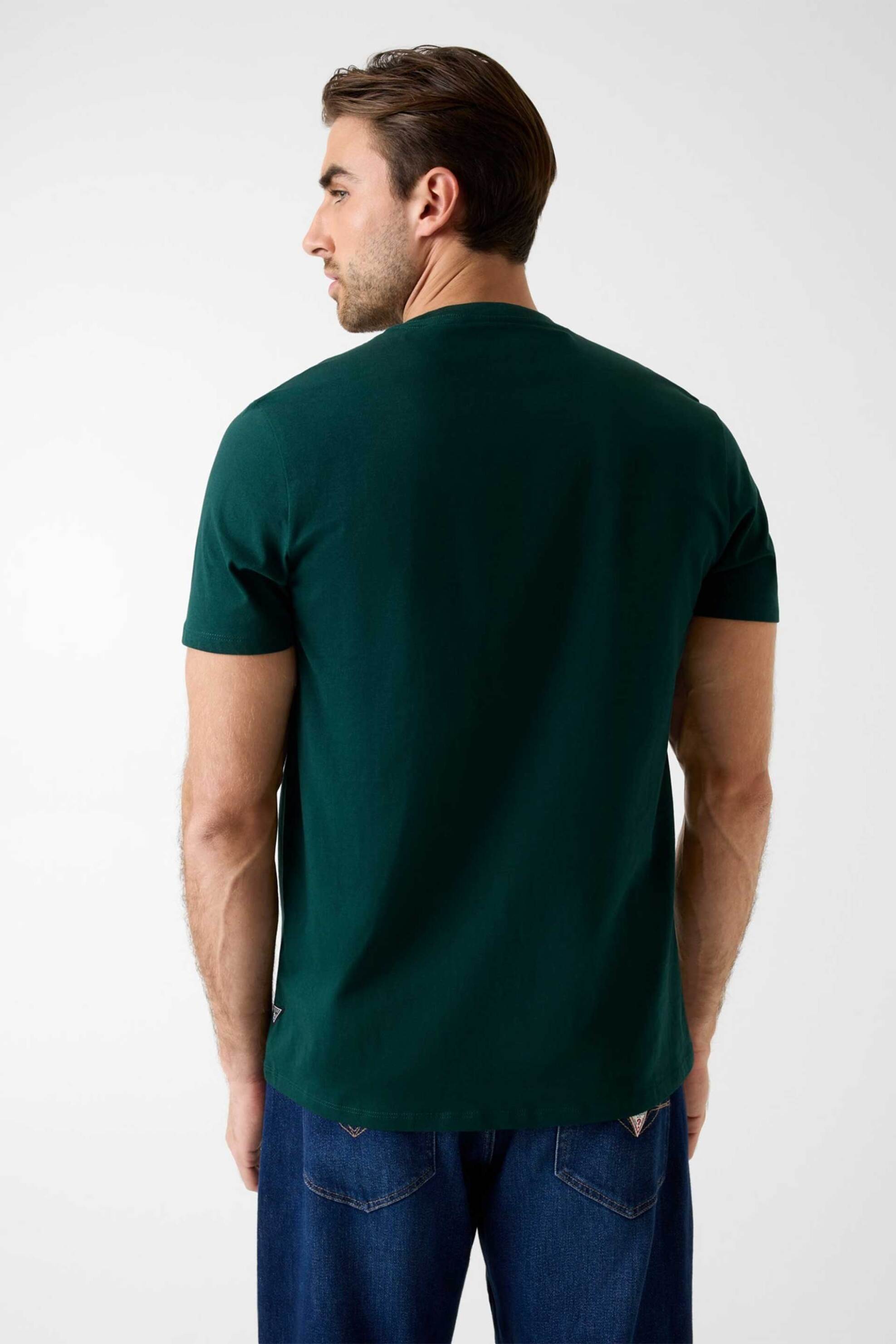 Guess ανδρικό T-shirt με τριγωνικό λογότυπο Slim Fit - M6RI09I3Z14 Πετρόλ φωτογραφία