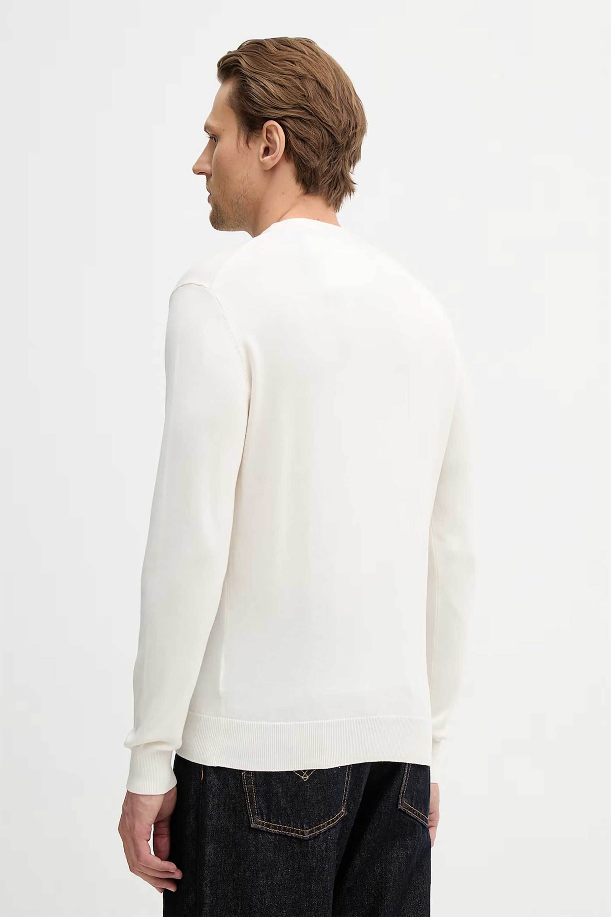 Guess Ανδρικό Πουλόβερ με Λογότυπο Regular Fit - M6Rr17Z4451 Λευκό