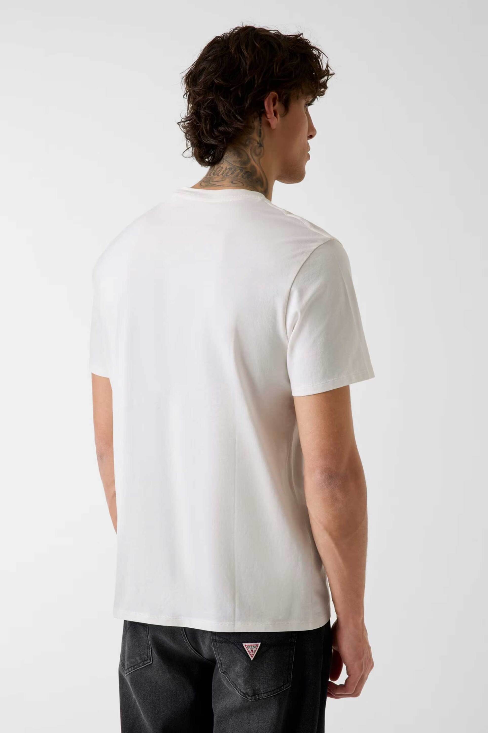 Guess Ανδρικό T-Shirt με Τριγωνικό Λογότυπο Regular Fit - M6Gi49K3584 Λευκό