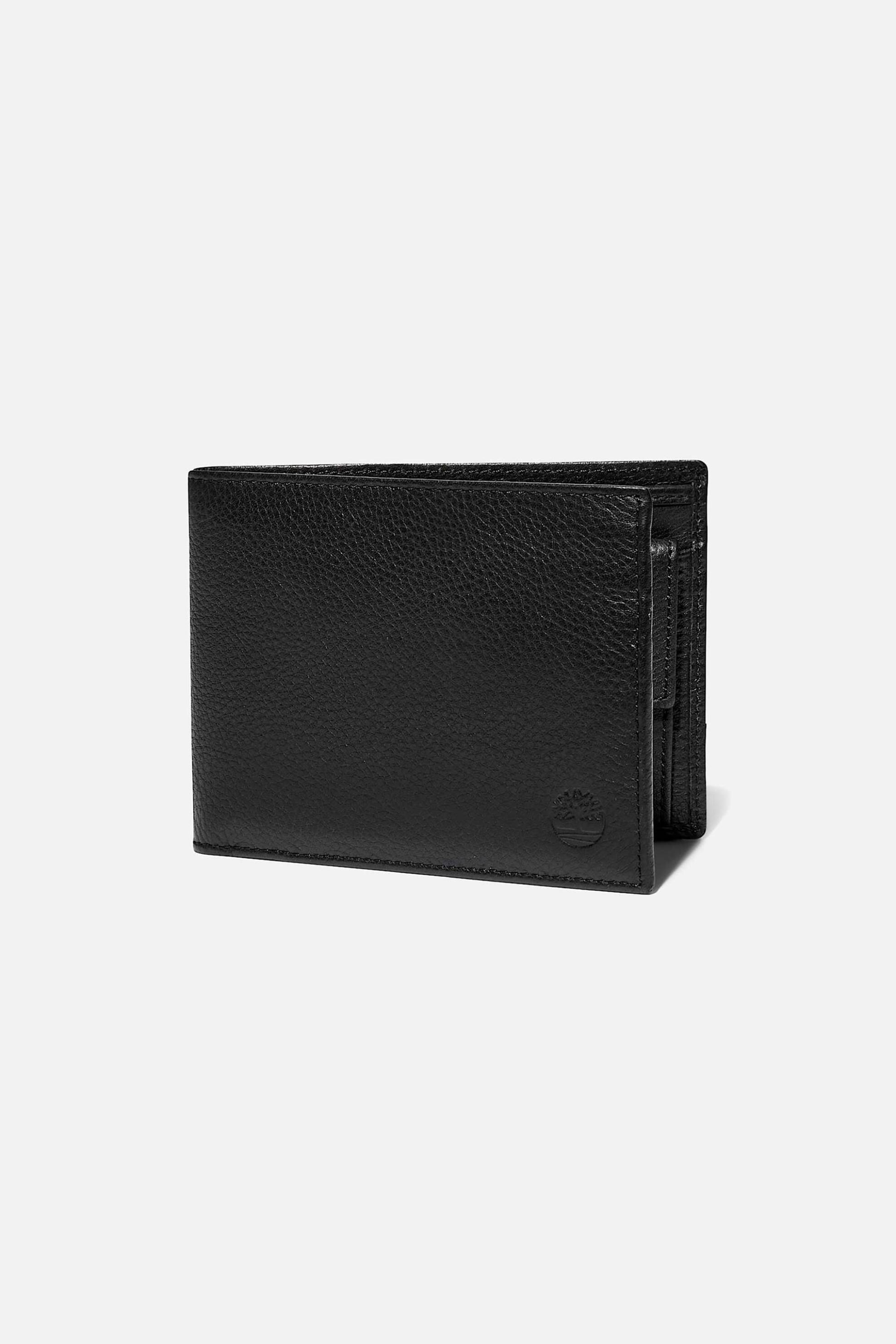 TIMBERLAND Timberland ανδρικό δερμάτινο πορτοφόλι μονόχρωμο με ανάγλυφο λογότυπο - TB0A1DFS0011 Μαύρο