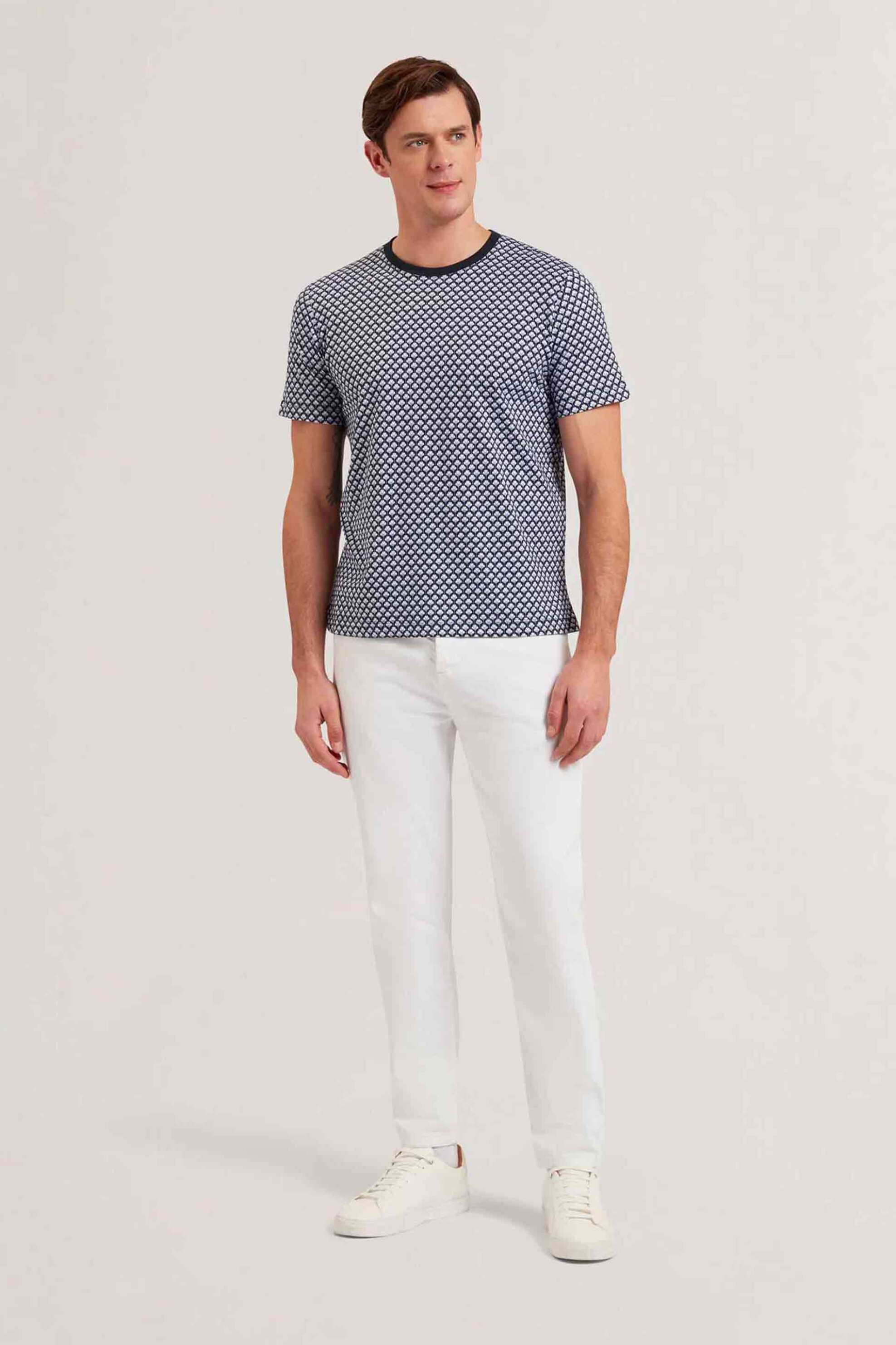 Ted Baker ανδρικό T-shirt με art deco fan print Regular Fit "Oanez" - 276714 Μπλε φωτογραφία