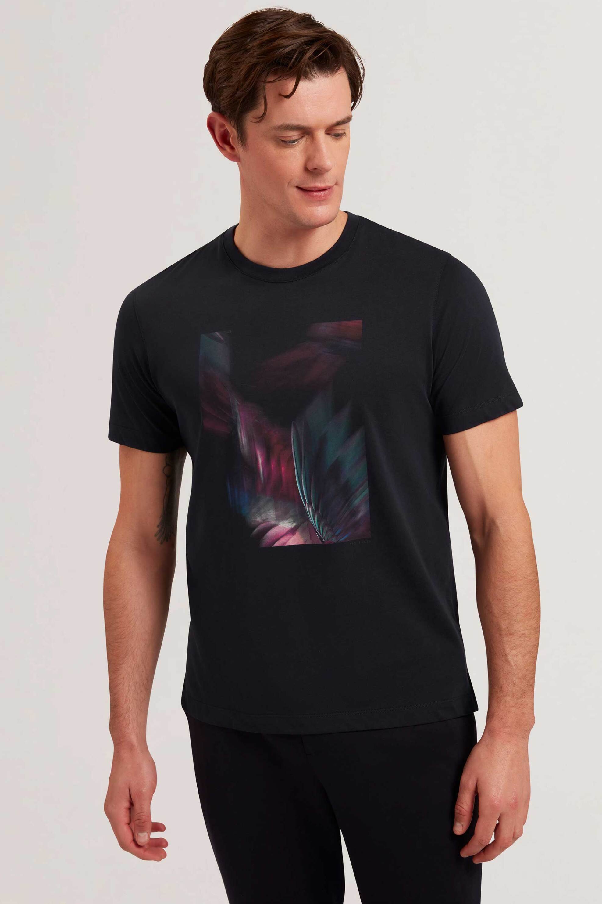 TED BAKER Ted Baker ανδρικό T-shirt με printed box Regular Fit "Fether" - 278358 Μπλε Σκούρο