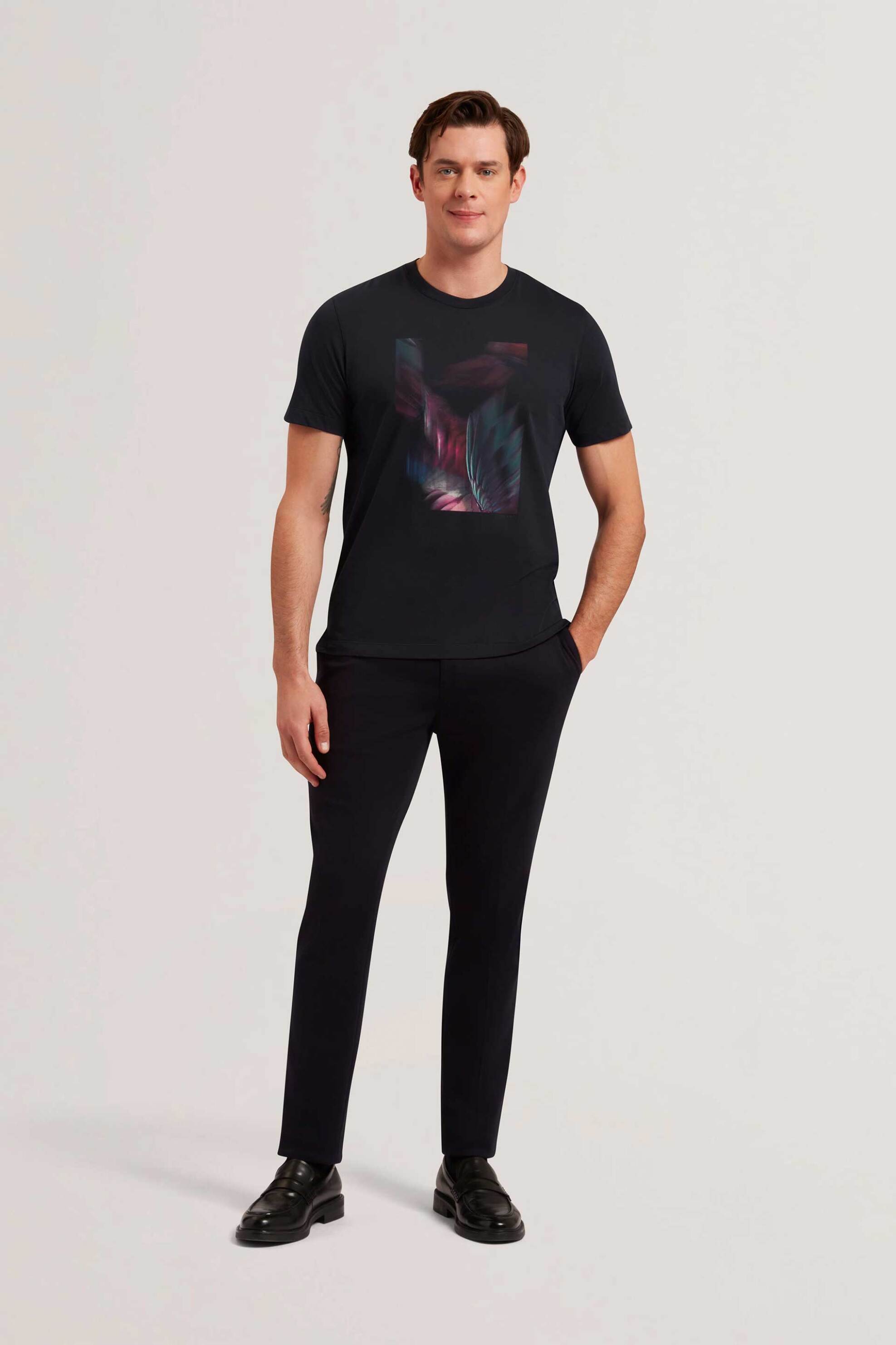 Ted Baker ανδρικό T-shirt με printed box Regular Fit "Fether" - 278358 Μπλε Σκούρο φωτογραφία