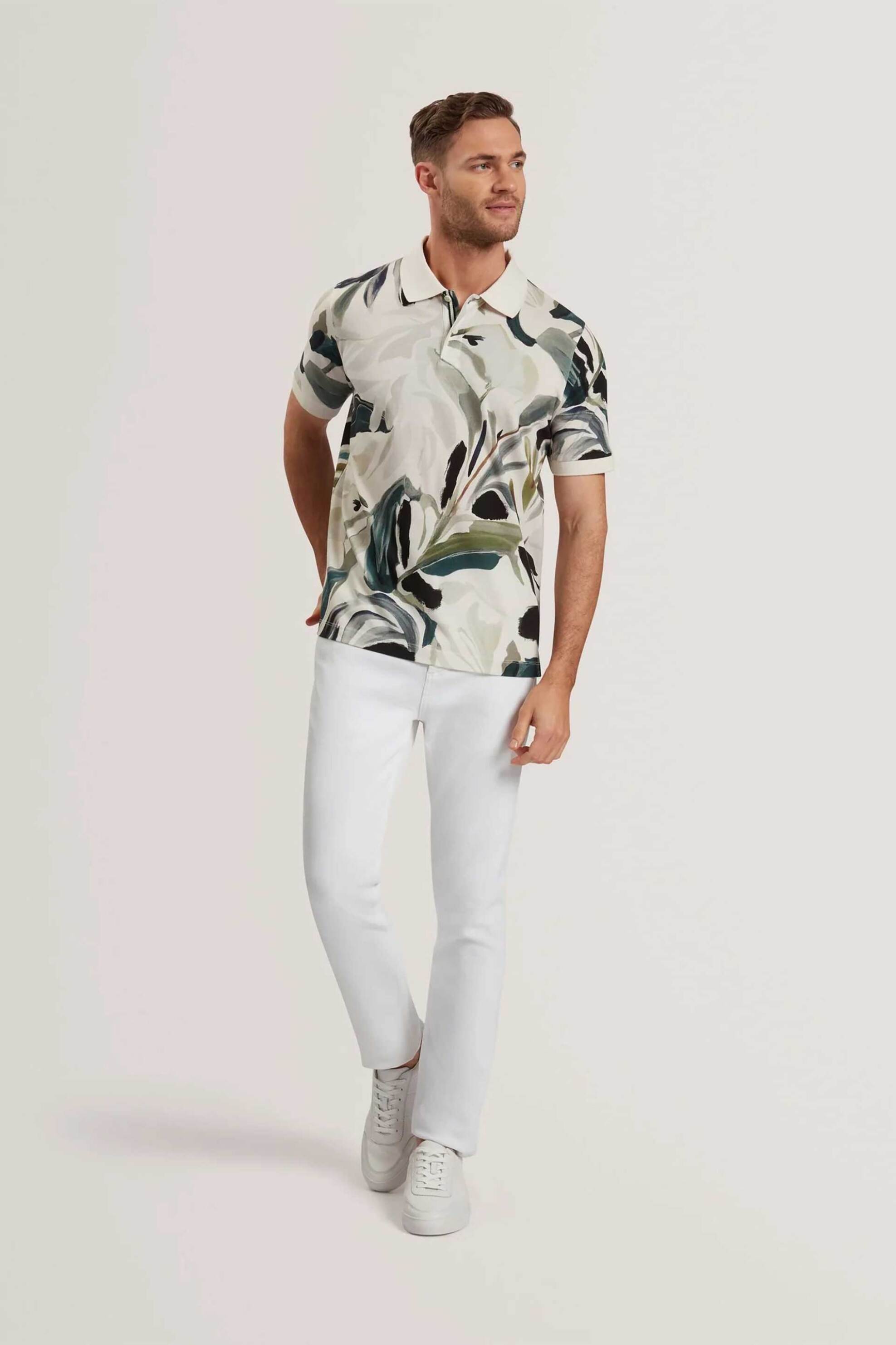 Ted Baker ανδρική μπλούζα πόλο με floral print Regular Fit "Kivem" - 279418 Εκρού