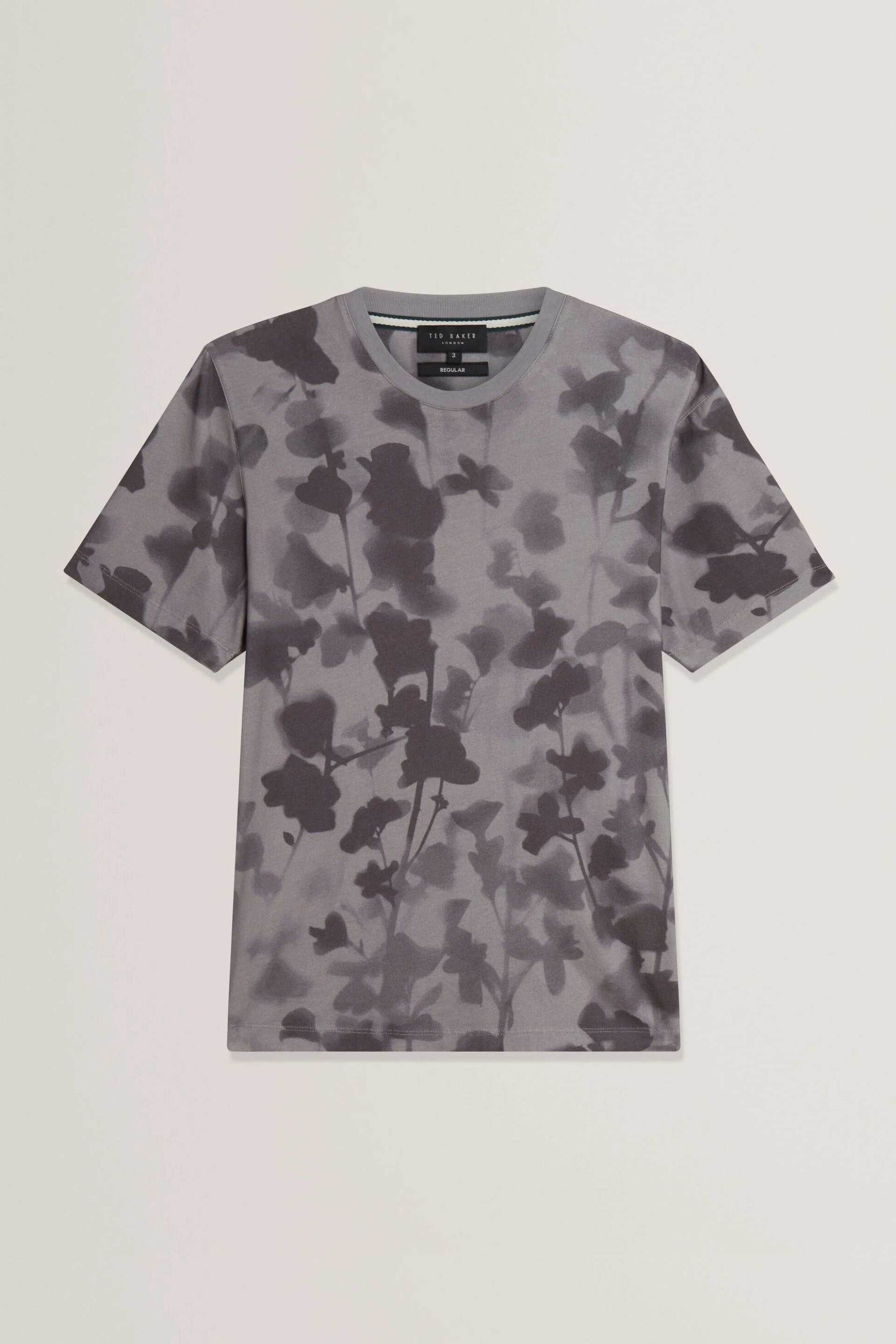 Ted Baker Ανδρικό T-Shirt με Floral Print Regular Fit Denniss - 280142 Γκρι