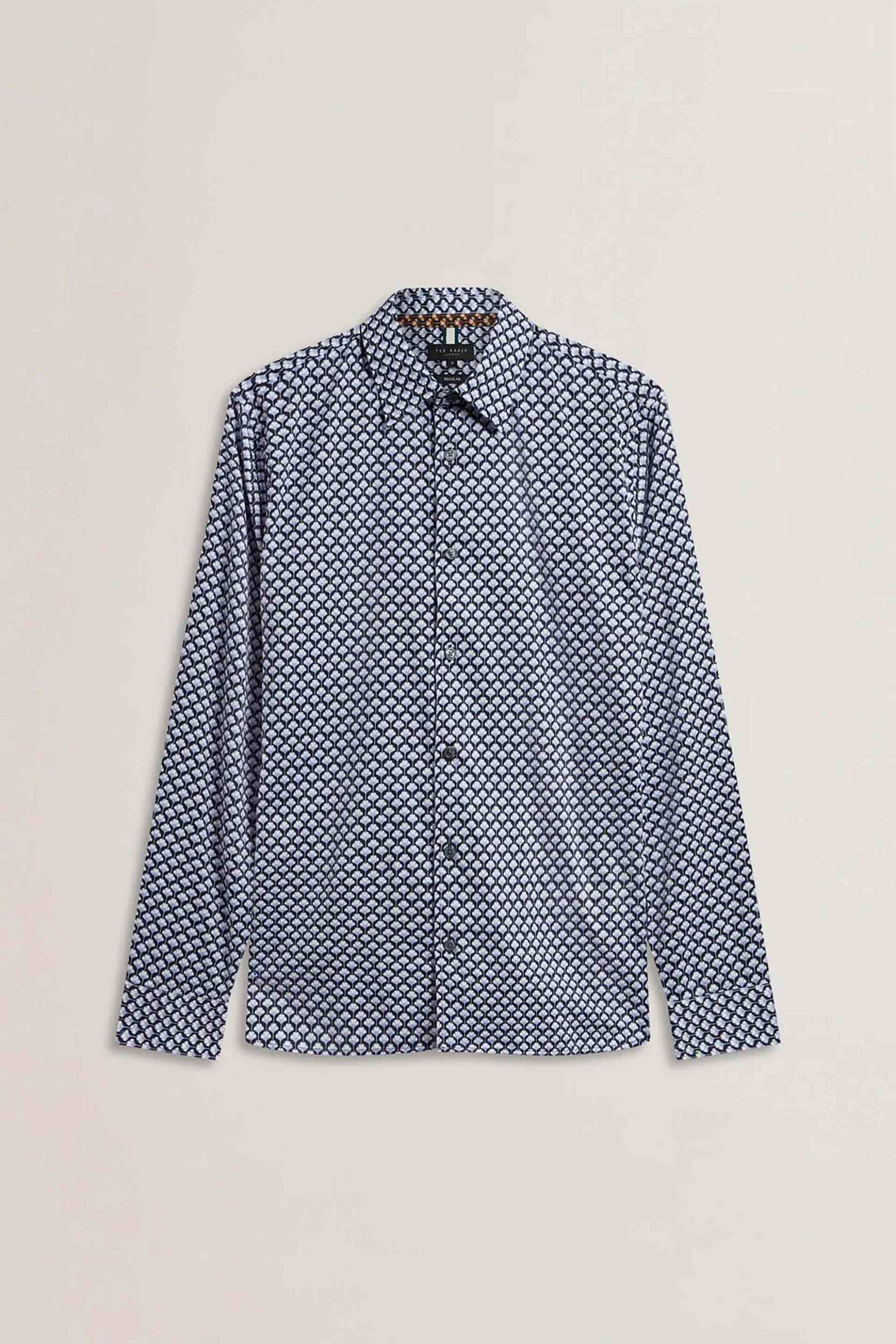Ted Baker Ανδρικό Πουκάμισο με All-Over Print Regular Fit Emmets - 277430 Μπλε Σκούρο