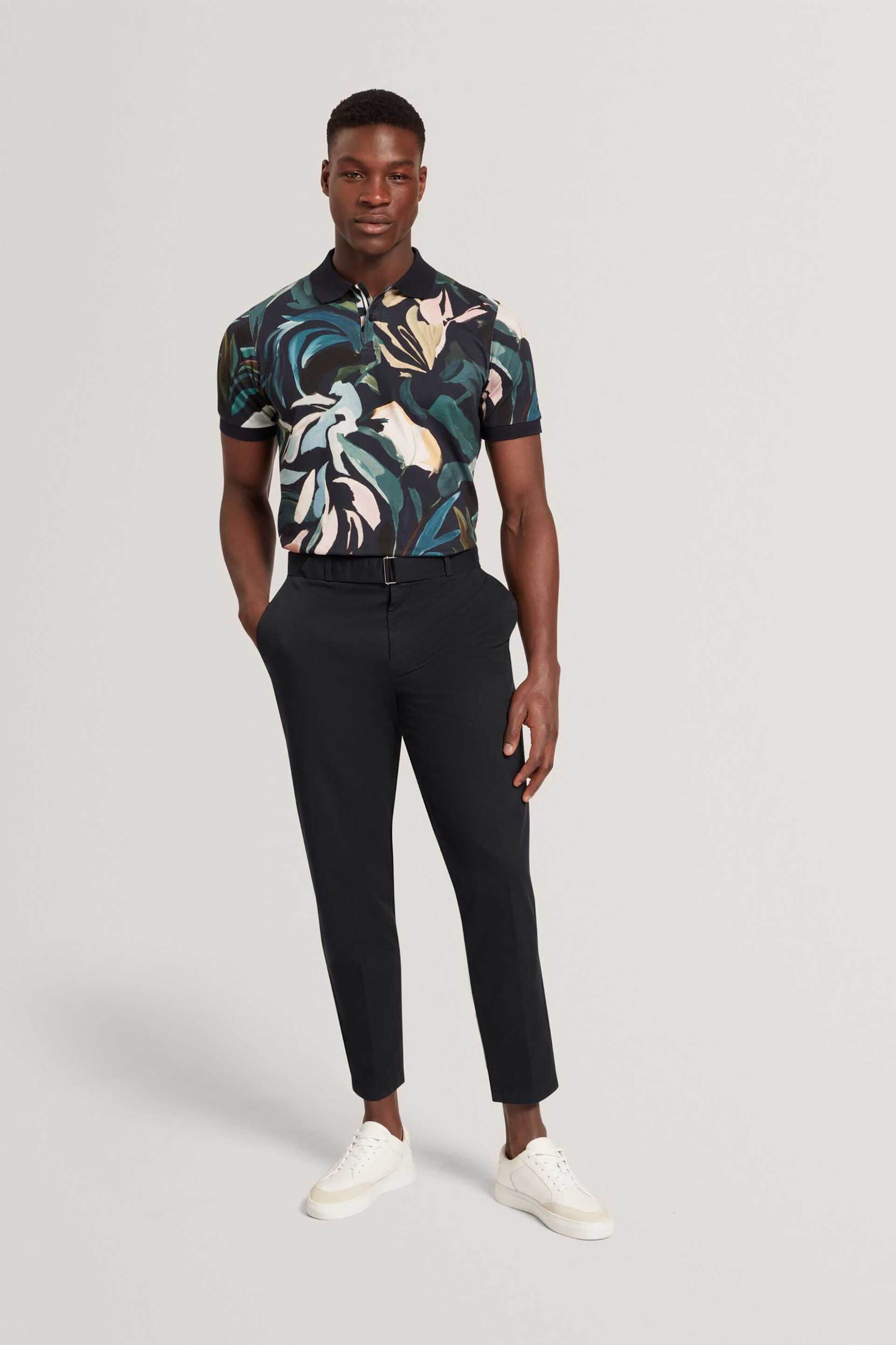 TED BAKER Ted Baker ανδρικό casual παντελόνι με ζώνη Tapered Fit "Armondo" - 281514 Μαύρο