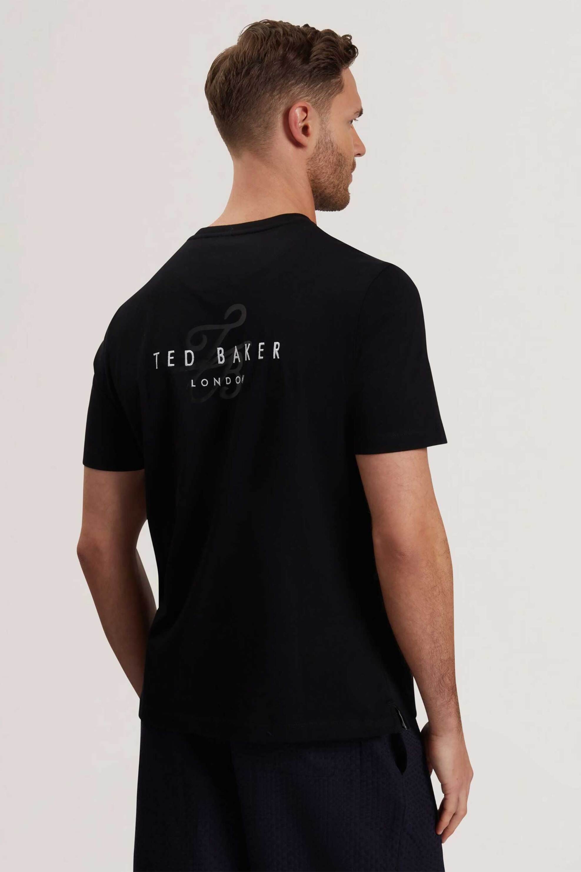 Ted Baker ανδρικό T-shirt με κεντημένο λογότυπο στο στήθος και στο πίσω μέρος Regular Fit "Tebars" - 281697 Μαύρο φωτογραφία