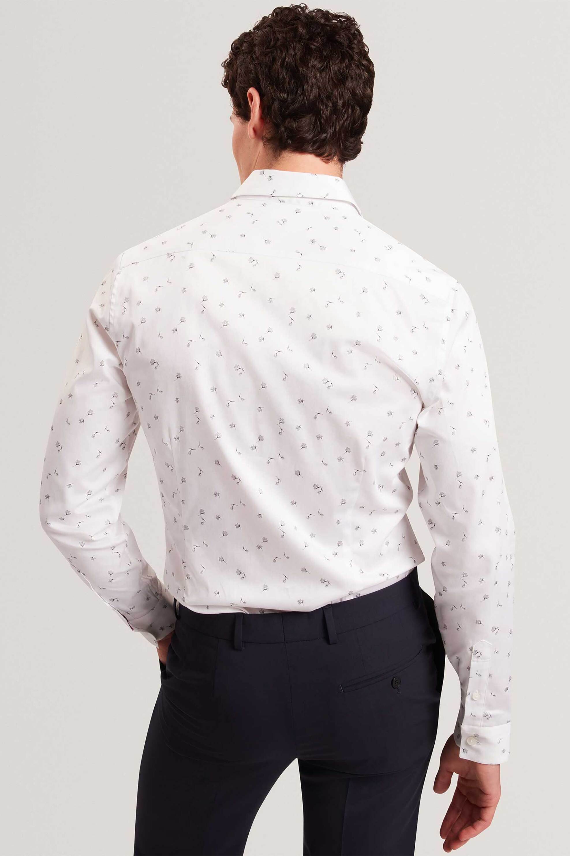 Ted Baker Ανδρικό Πουκάμισο με All-Over Print Regular Fit Iskran - 282627 Λευκό