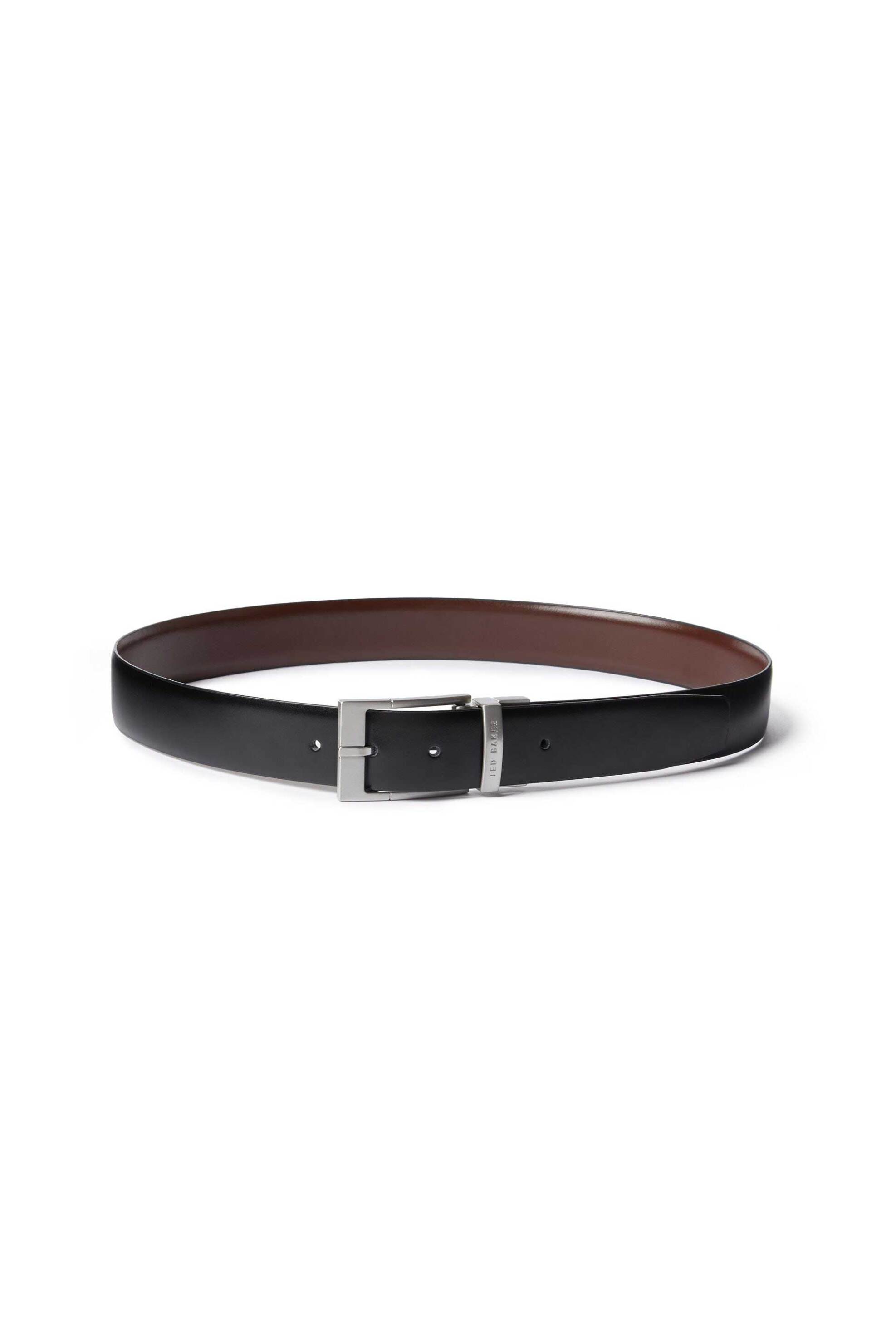Ted Baker Ανδρική Δερμάτινη Ζώνη Διπλής Όψης με Μεταλλική Αγκράφα Connary - 283952 Μαύρο