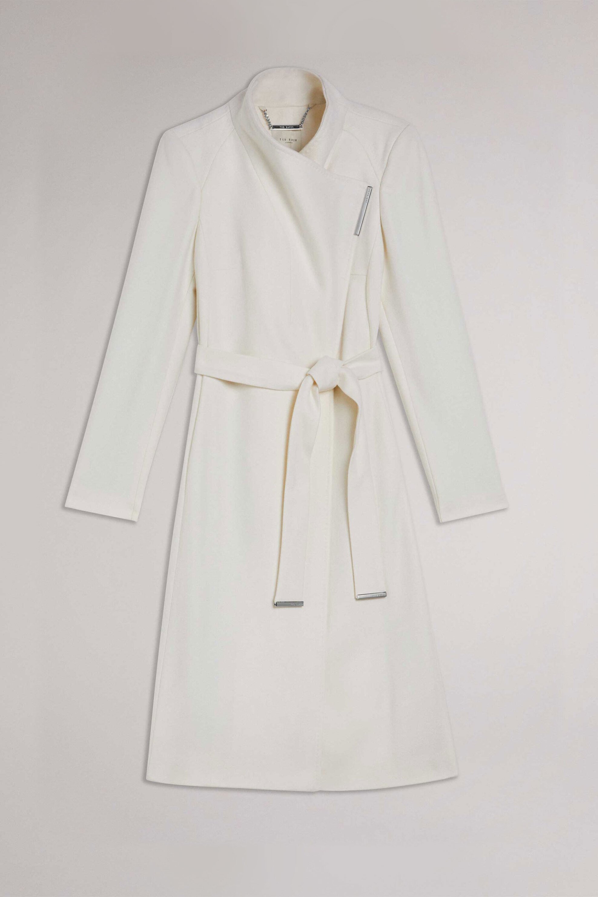 TED BAKER Ted Baker γυναικείο μάλλινο midi παλτό με ζώνη "Rose" - 249306 Εκρού - 4