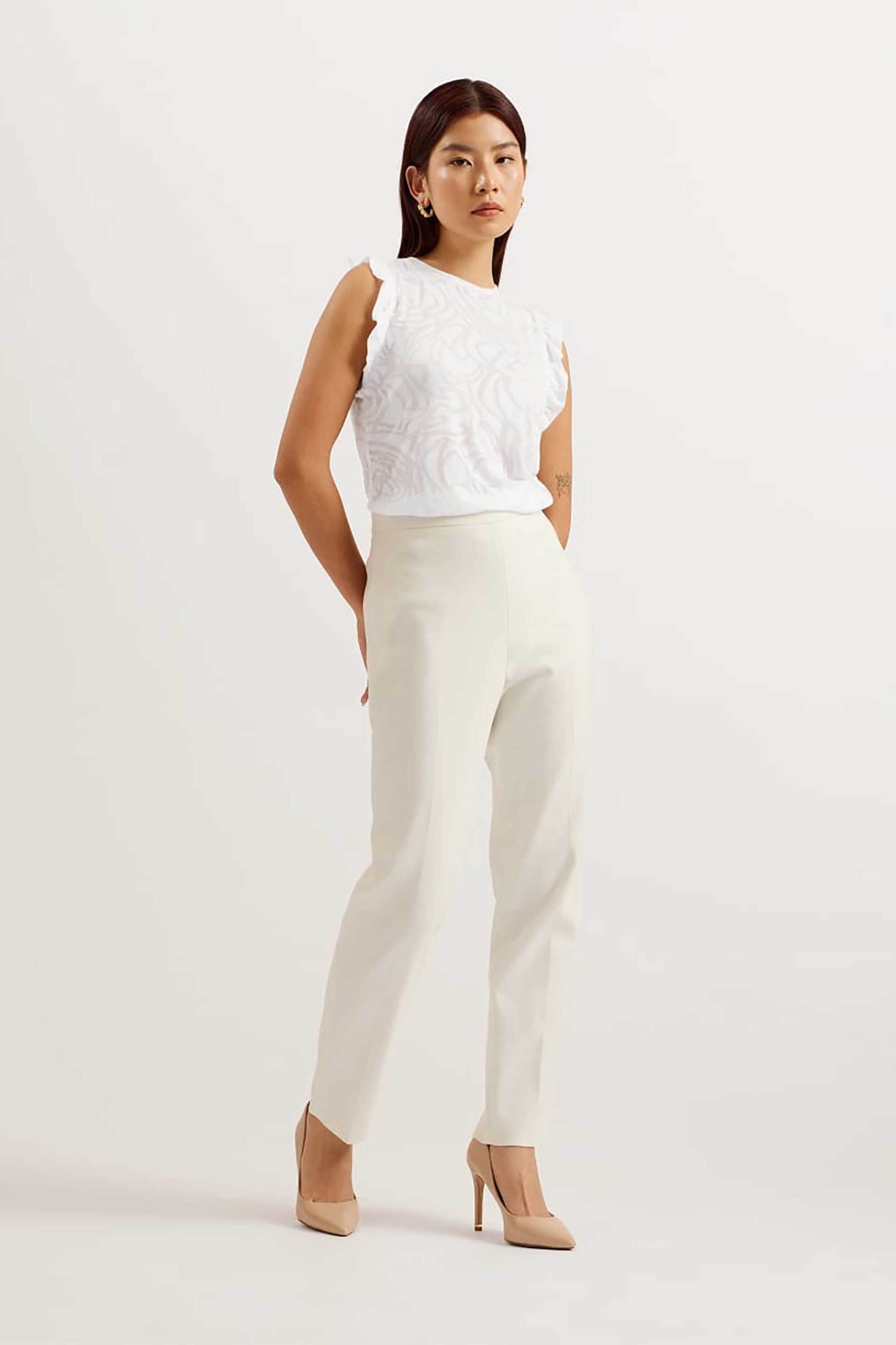 TED BAKER Ted Baker γυναικεία μπλούζα αμάνικη με burnout pattern "Iilaa" - 274447 Λευκό - 2