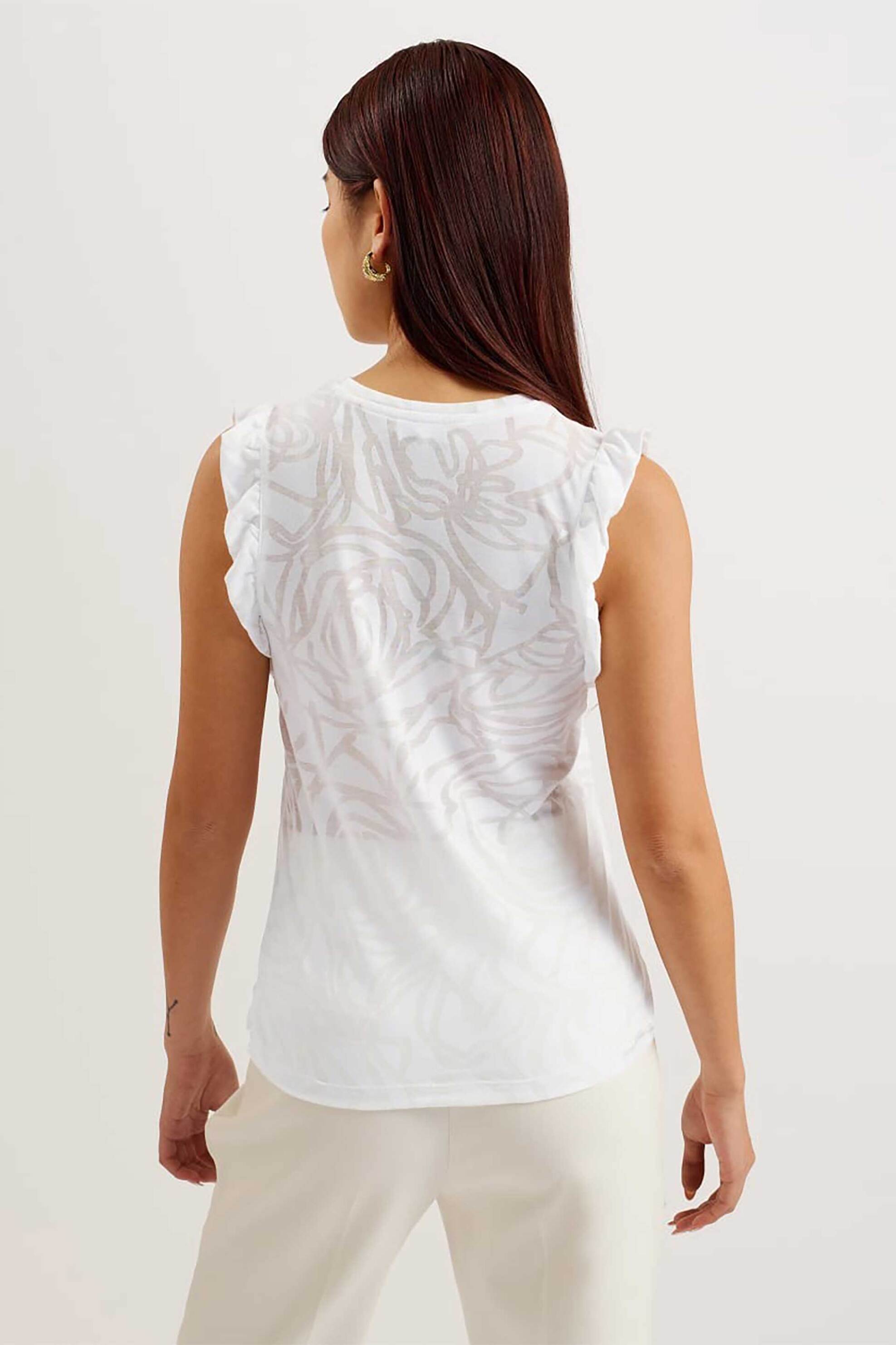 TED BAKER Ted Baker γυναικεία μπλούζα αμάνικη με burnout pattern "Iilaa" - 274447 Λευκό - 3