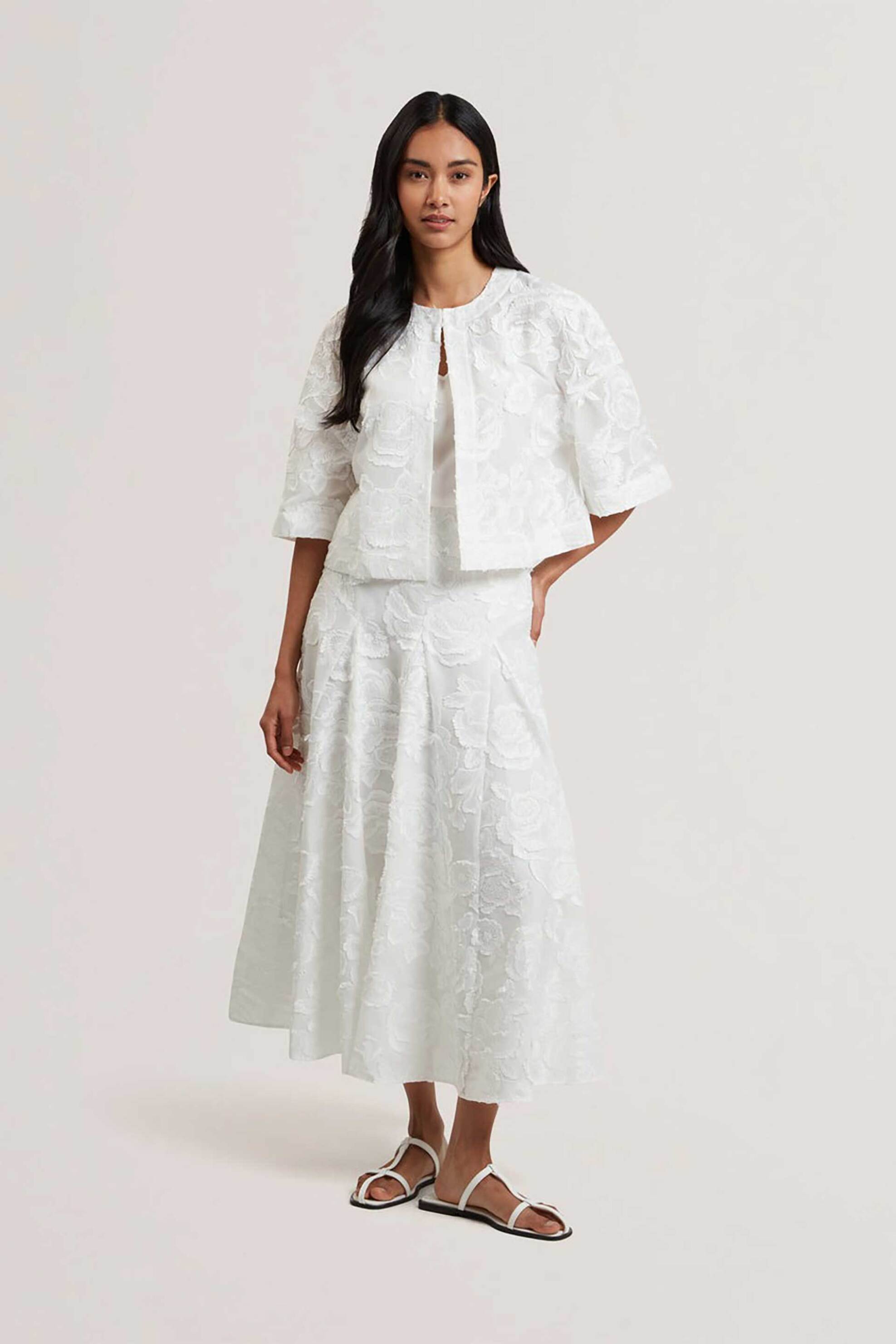  Ted Baker γυναικείο πουκάμισο cropped με ανάγλυφα λουλούδια 
