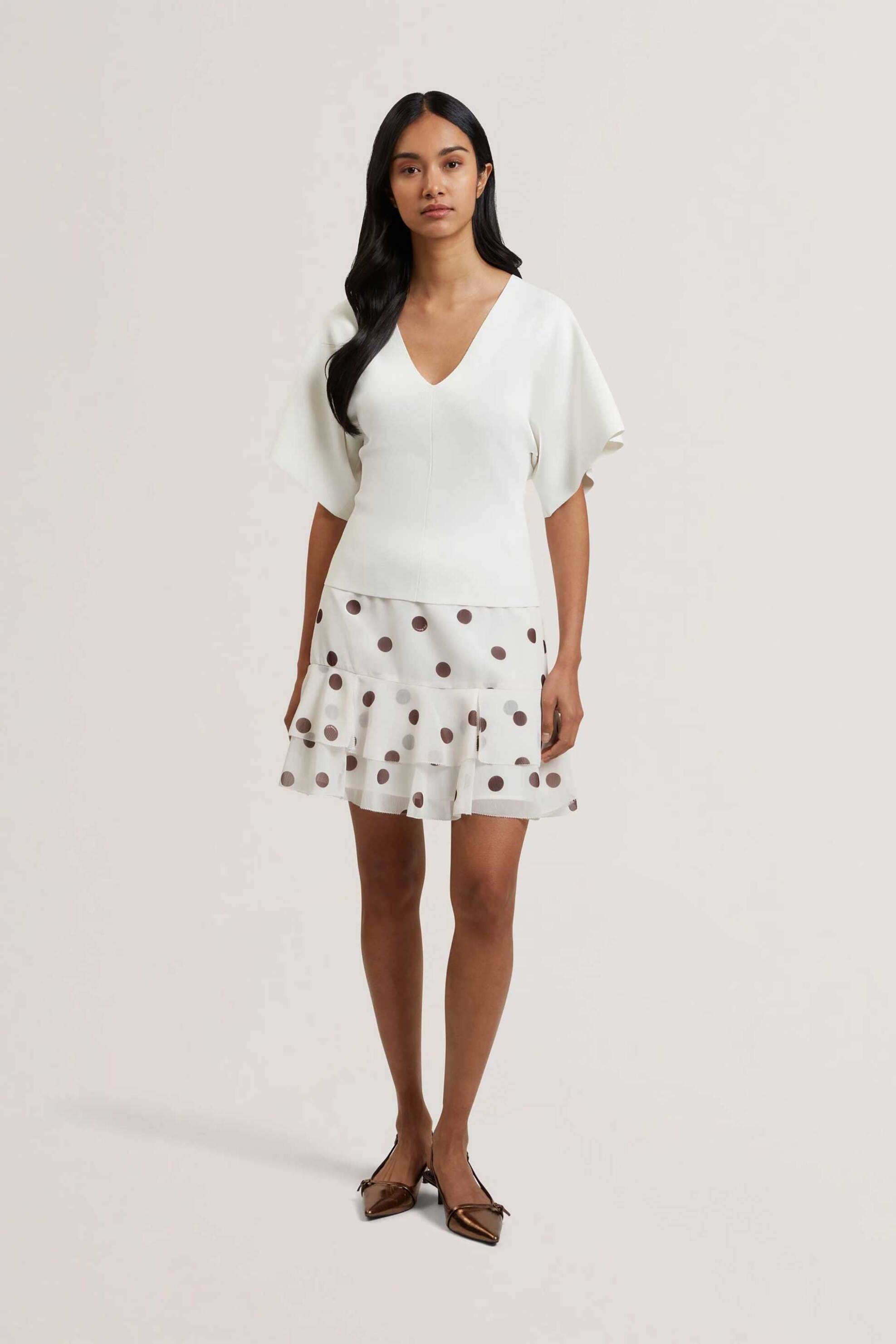 TED BAKER Ted Baker γυναικεία μπλούζα πλεκτή με φαρδιά μανίκια "Reginah" - 279676 Εκρού