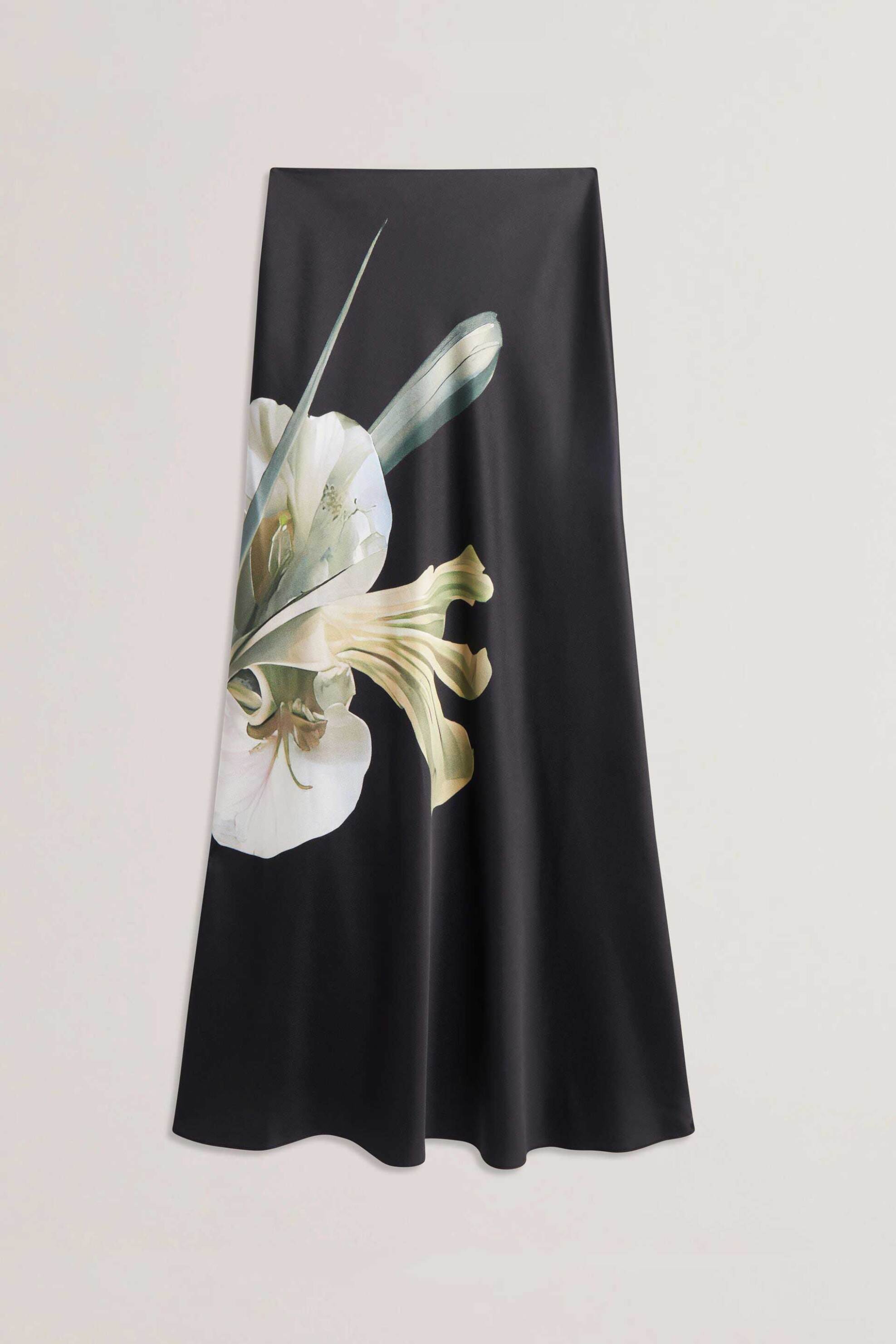TED BAKER Ted Baker γυναικεία φούστα maxi σατέν με floral print "Zionna" - 280467 Μαύρο - 4