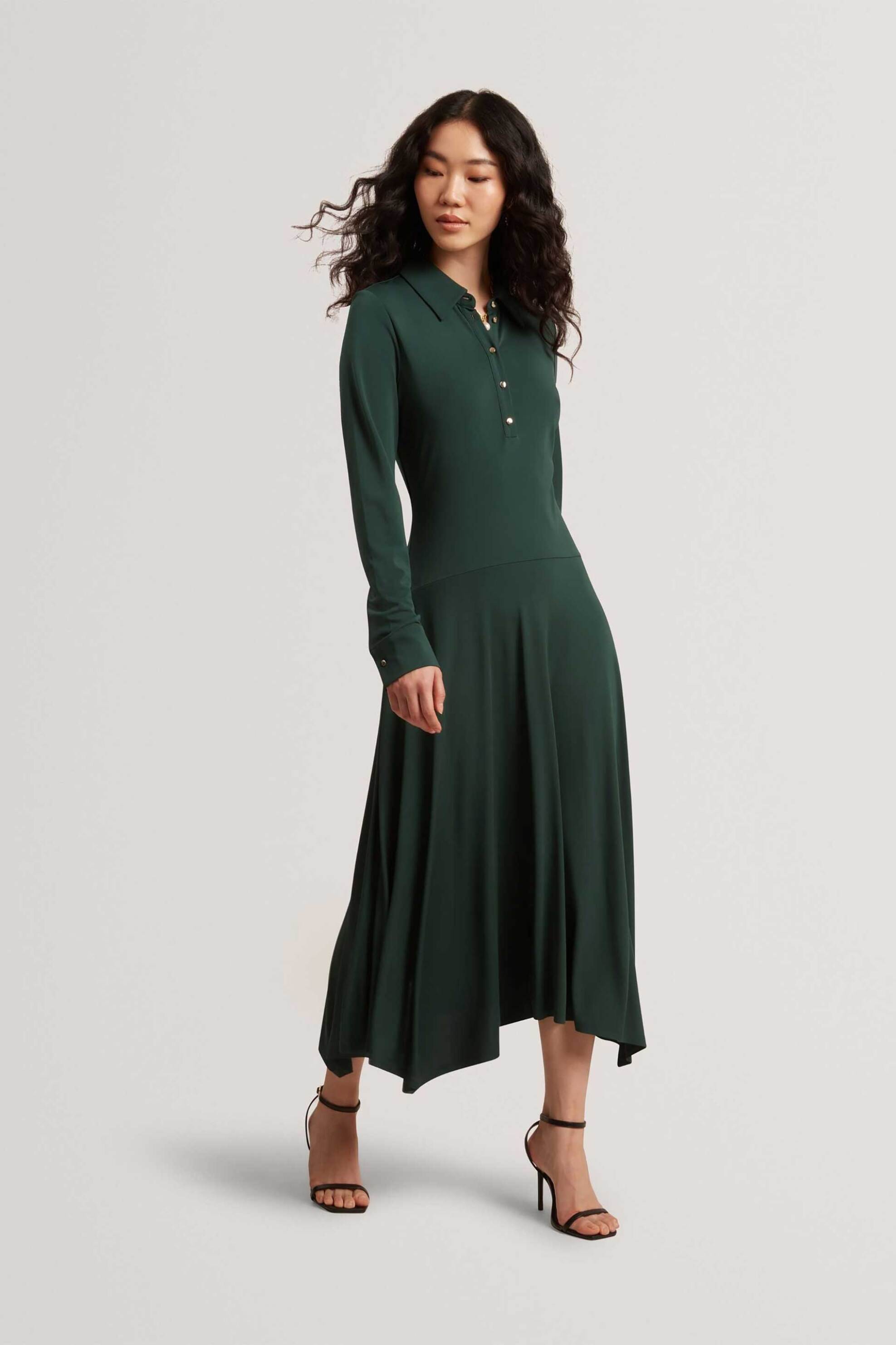 Ted Baker γυναικείο midi φόρεμα με πόλο γιακά "Talyahh" - 279589 Πράσινο Σκούρο