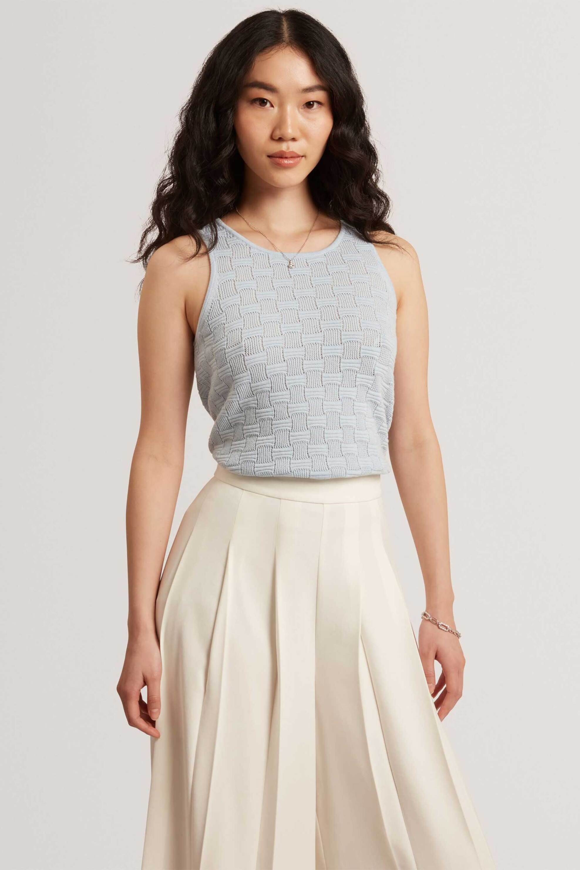 TED BAKER Ted Baker γυναικείο τοπ πλεκτό με μετάξι "Yuna" - 281467 Γαλάζιο