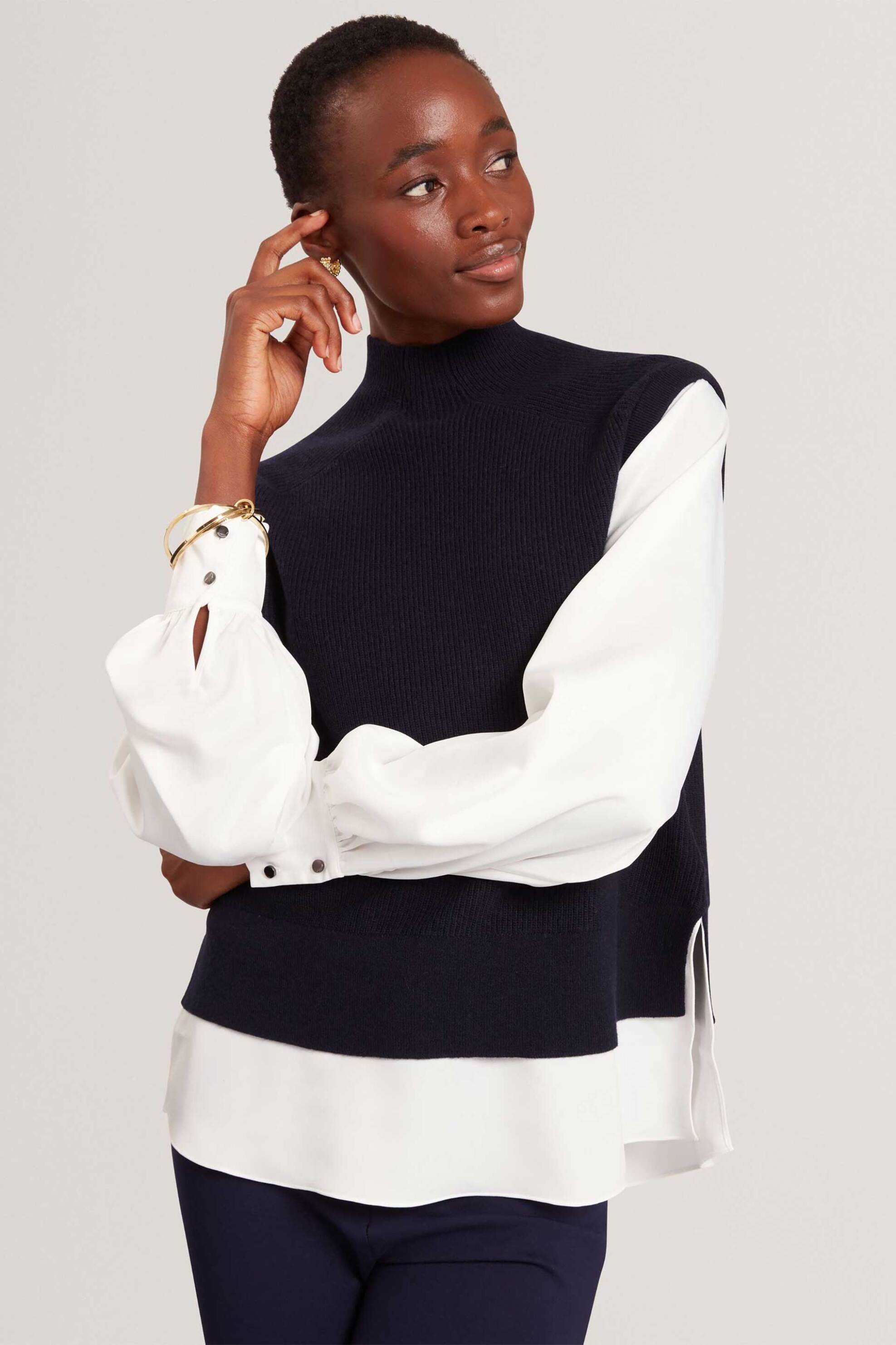 Ted Baker γυναικεία πλεκτή μπλούζα με λεπτομέρεια σε διαφορετικό ύφασμα "Caycey"