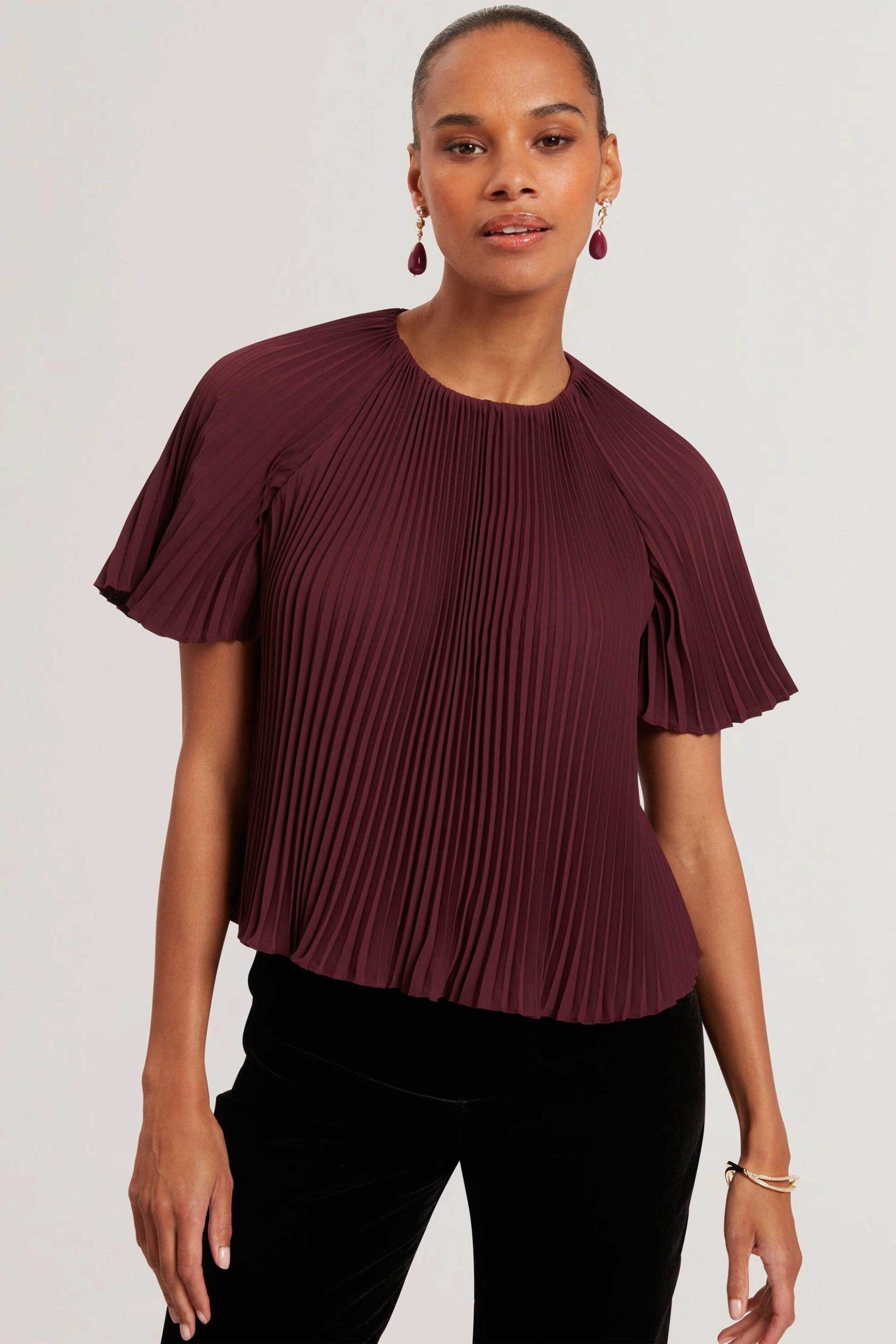 Ted Baker γυναικείο τοπ πλισέ "Agara" - 281586 Μπορντό