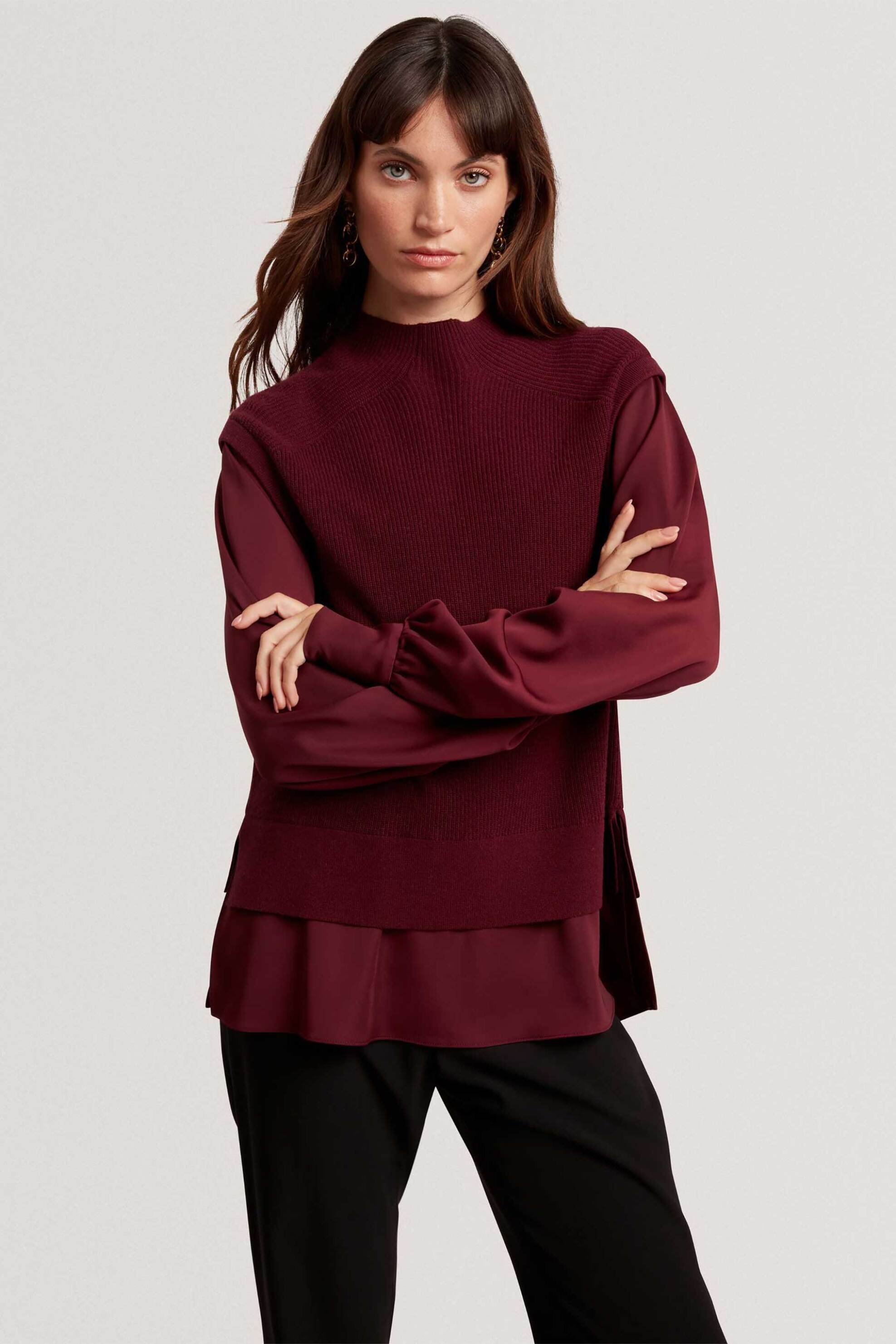 Ted Baker γυναικεία πλεκτή μπλούζα με λεπτομέρεια σε διαφορετικό ύφασμα "Caycey"