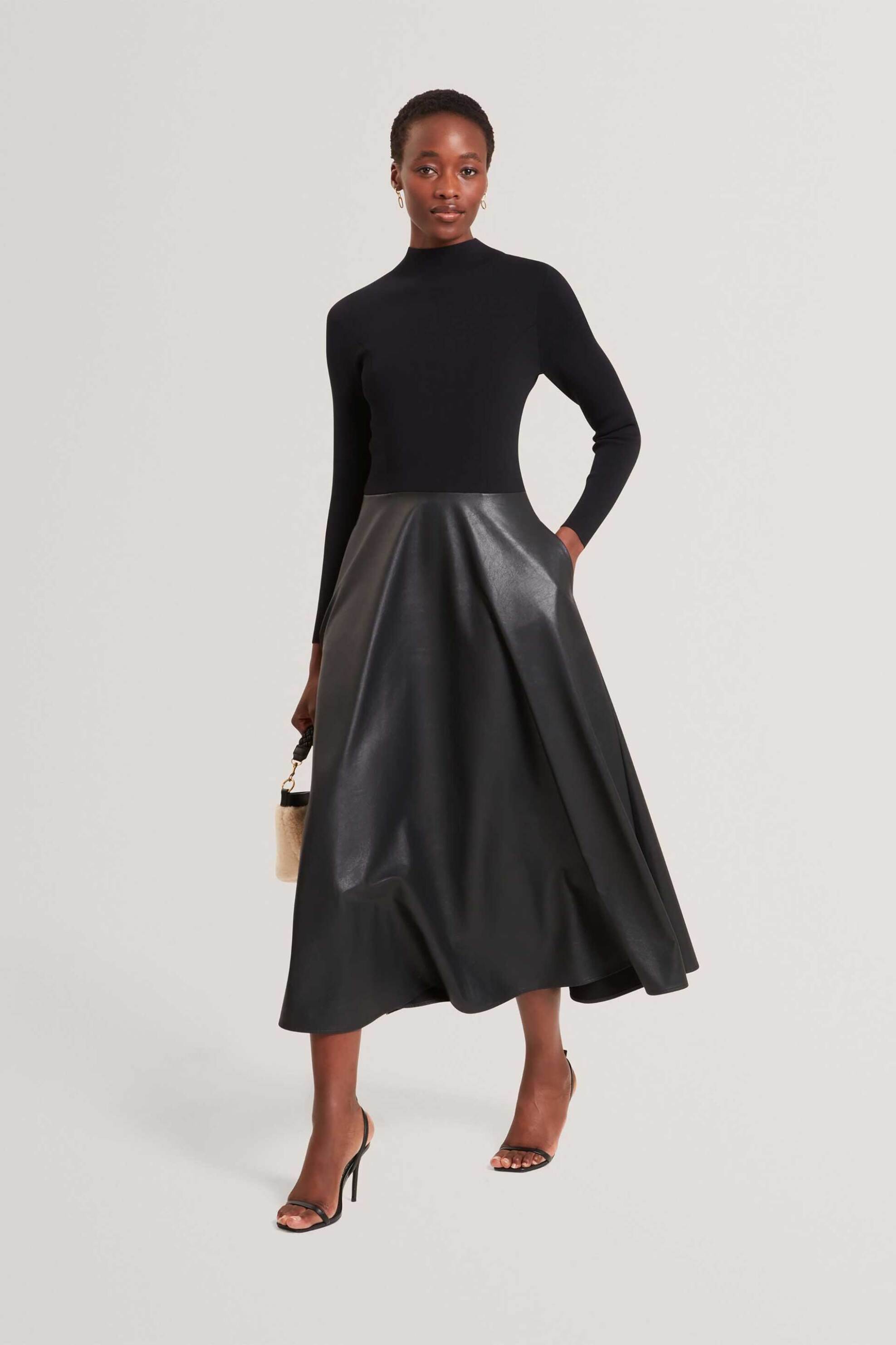 Ted Baker γυναικείο midi φόρεμα με faux leather "Noviva"