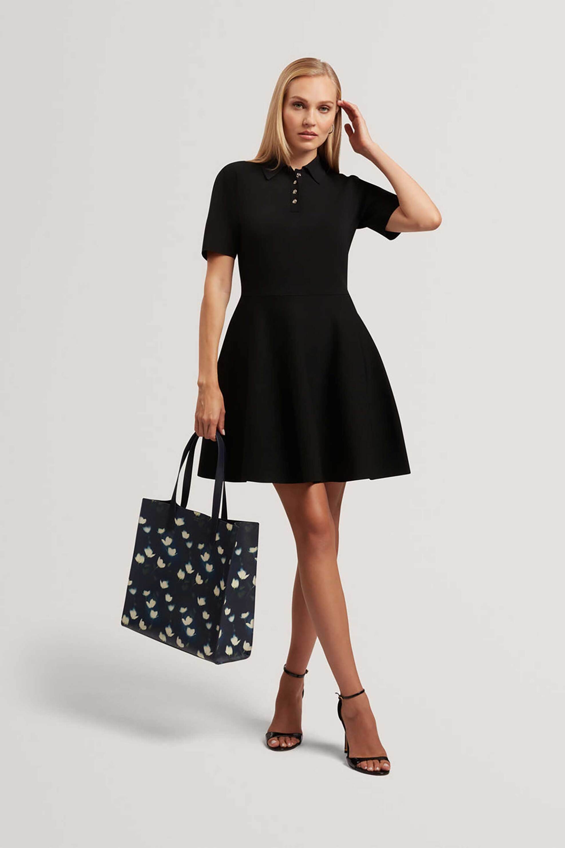 Ted Baker mini πόλο φόρεμα μονόχρωμο Slim Fit "Rondaa" - 282601 Μαύρο