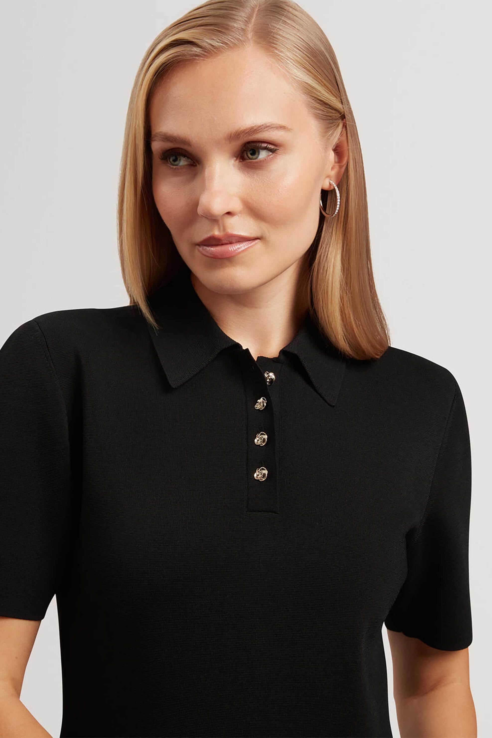 TED BAKER Ted Baker mini πόλο φόρεμα μονόχρωμο Slim Fit "Rondaa" - 282601 Μαύρο - 2