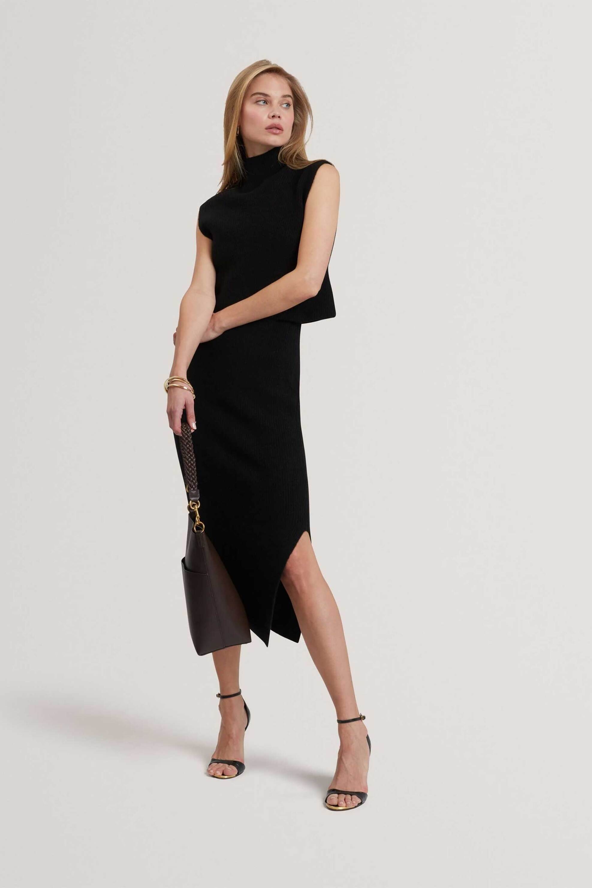 Ted Baker γυναικείο midi αμάνικο φόρεμα μoνόχρωμο 2 σε 1 "Ceylona" - 282761 Μαύρο