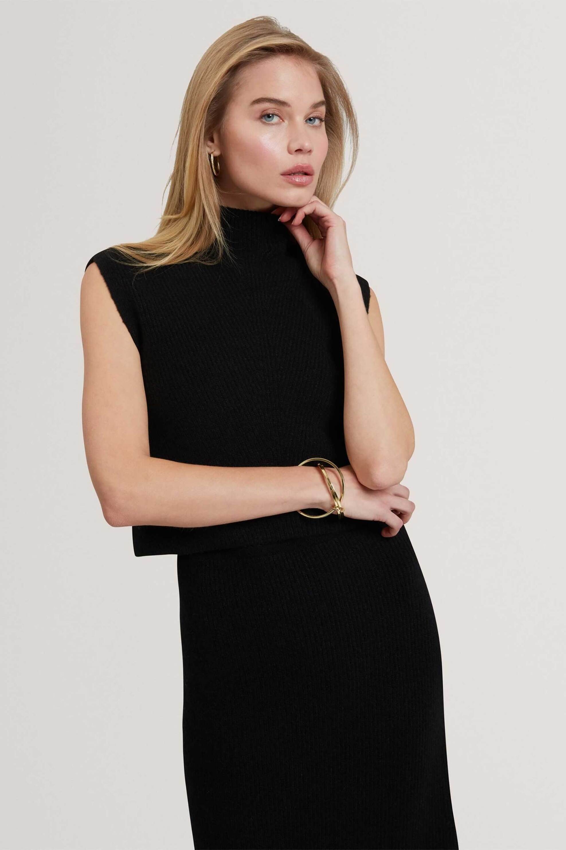 TED BAKER Ted Baker γυναικείο midi αμάνικο φόρεμα μoνόχρωμο 2 σε 1 "Ceylona" - 282761 Μαύρο - 2