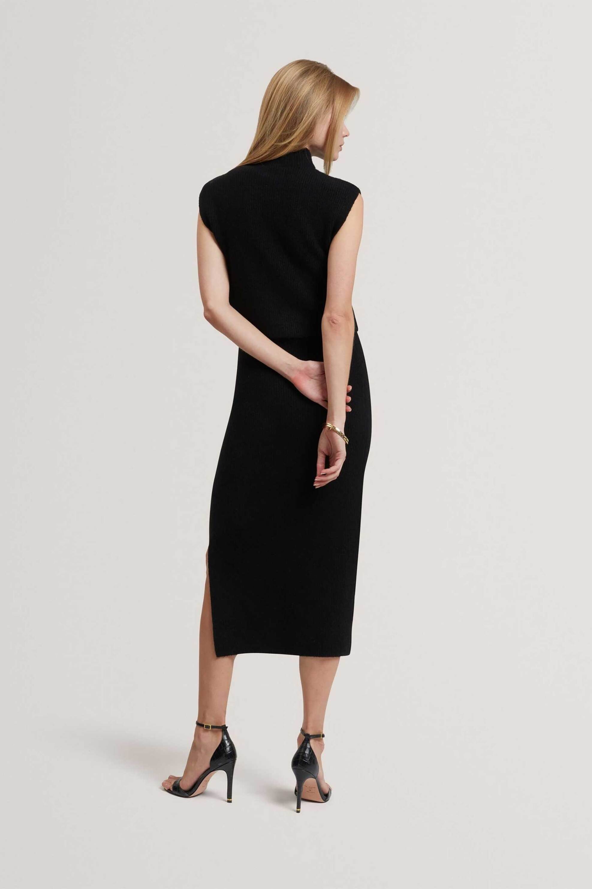 Ted Baker Γυναικείο Midi Αμάνικο Φόρεμα Μoνόχρωμο 2 σε 1 Ceylona - 282761 Μαύρο